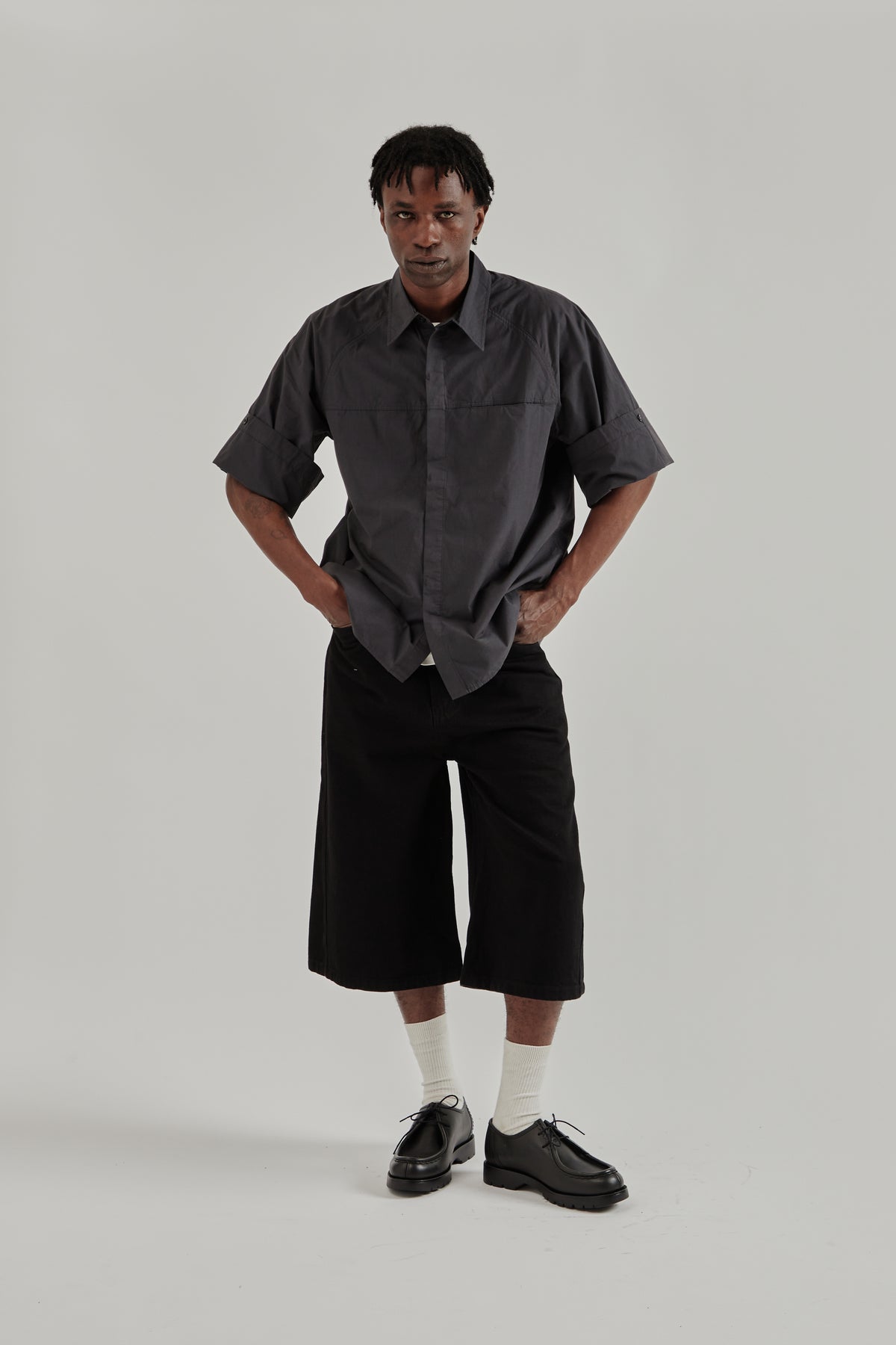 Observe SS26 Cambia Panel Shirt Charcoal Blue0625