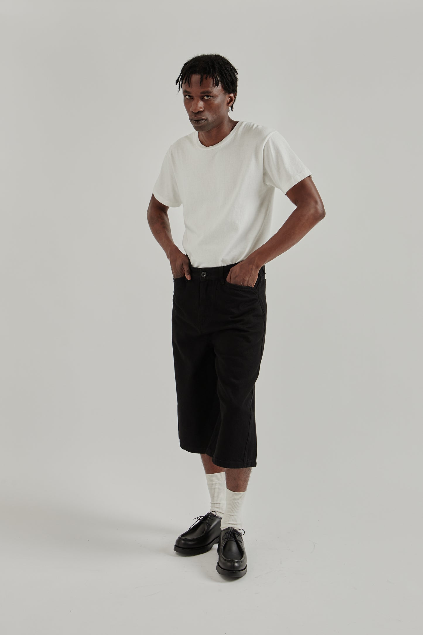 Twisted Denim Shorts - Black