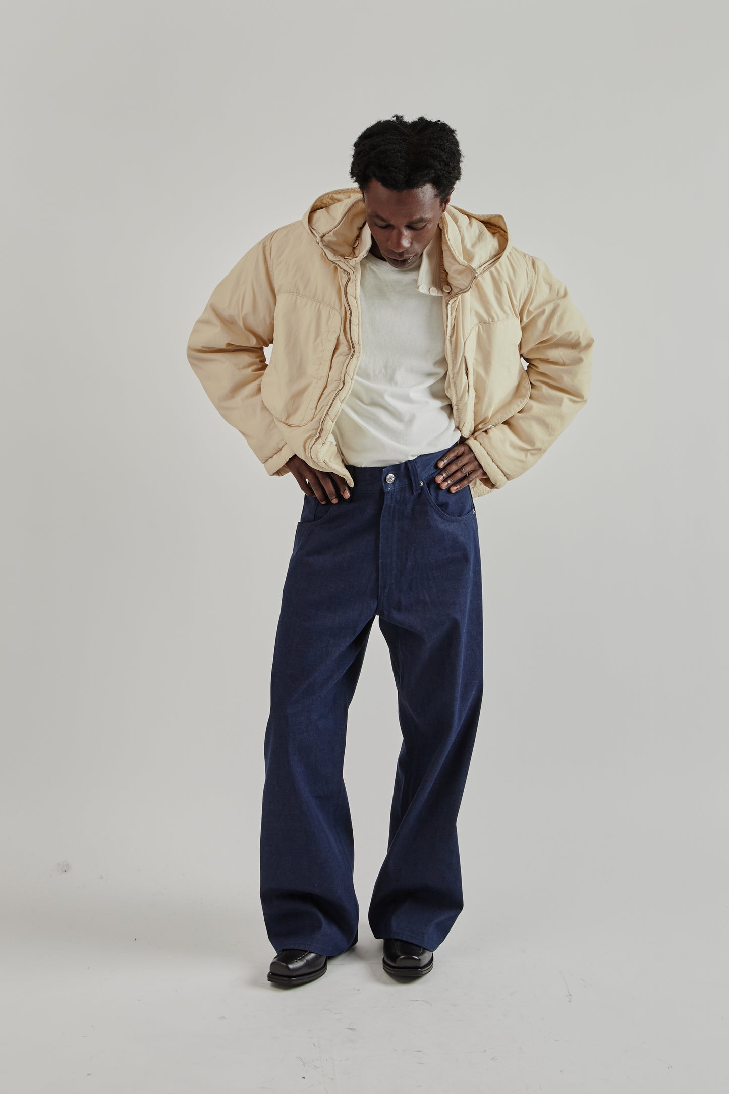 Ranra FW25 Purs Padded Nylon Hoodie Jacket Putty 17