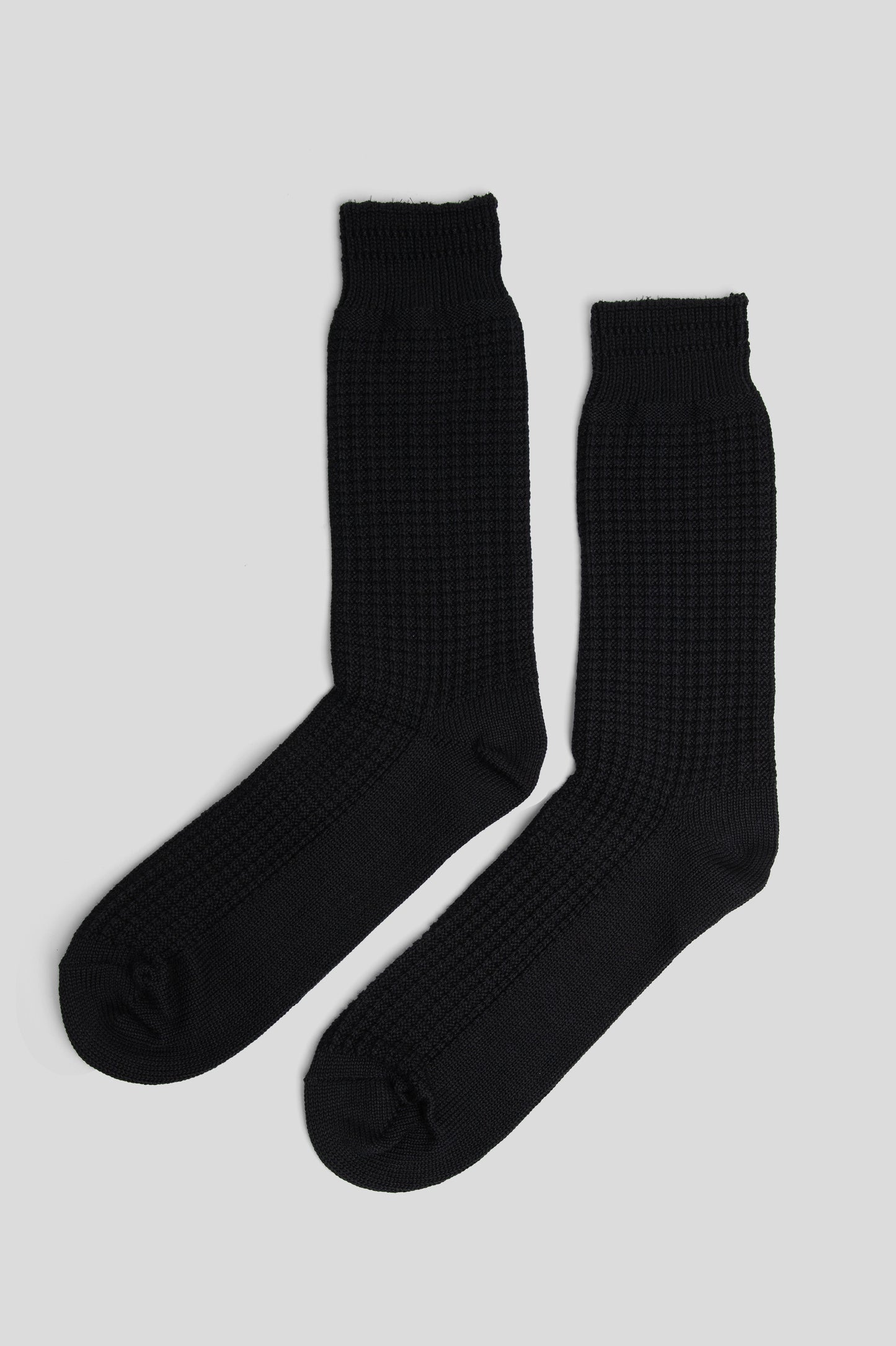 Rototo FW25 Cotton Waffle Crew Socks Black 2