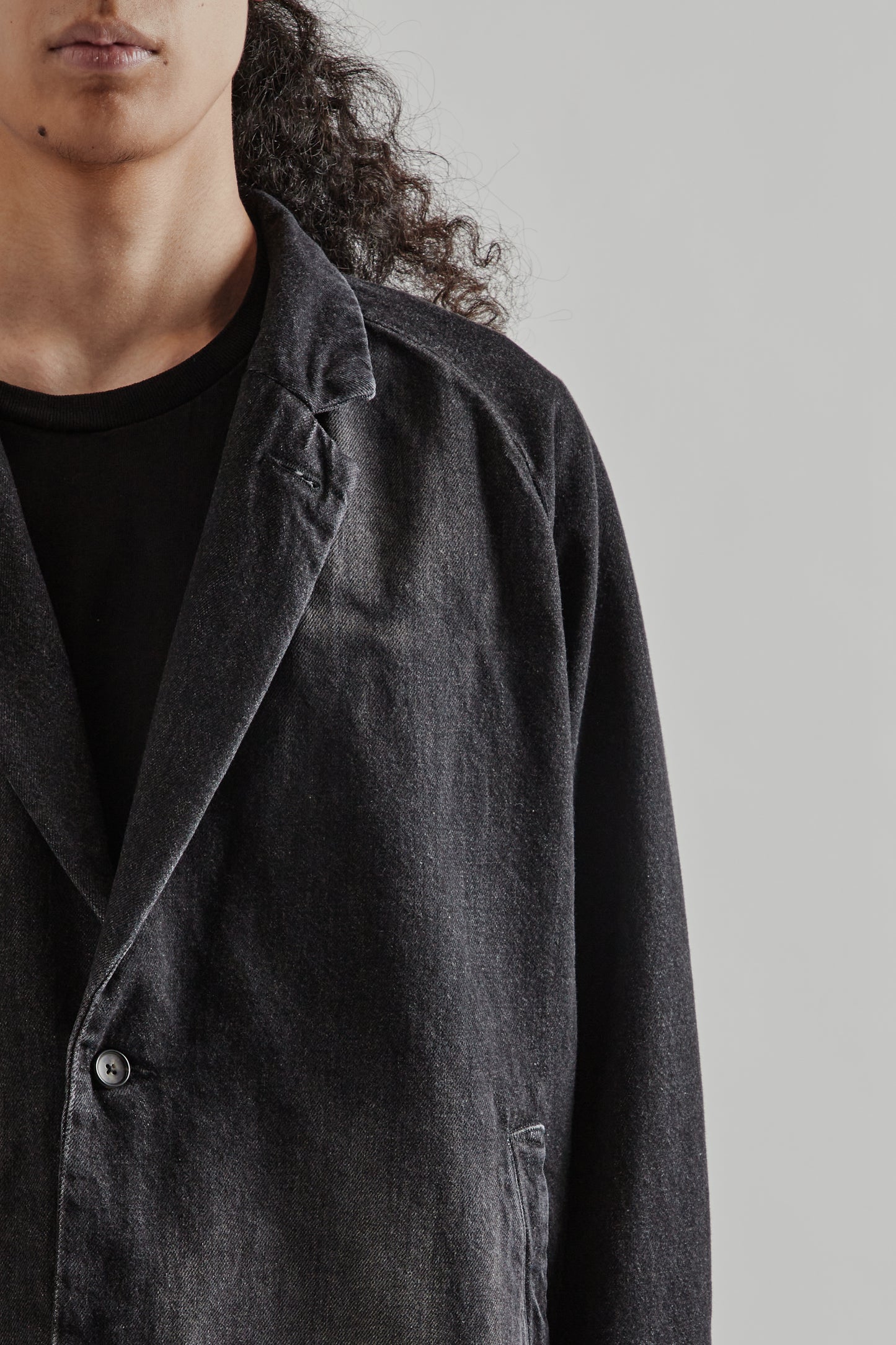 Sillage FW25 Veste Two Button Black Denim Damaged13