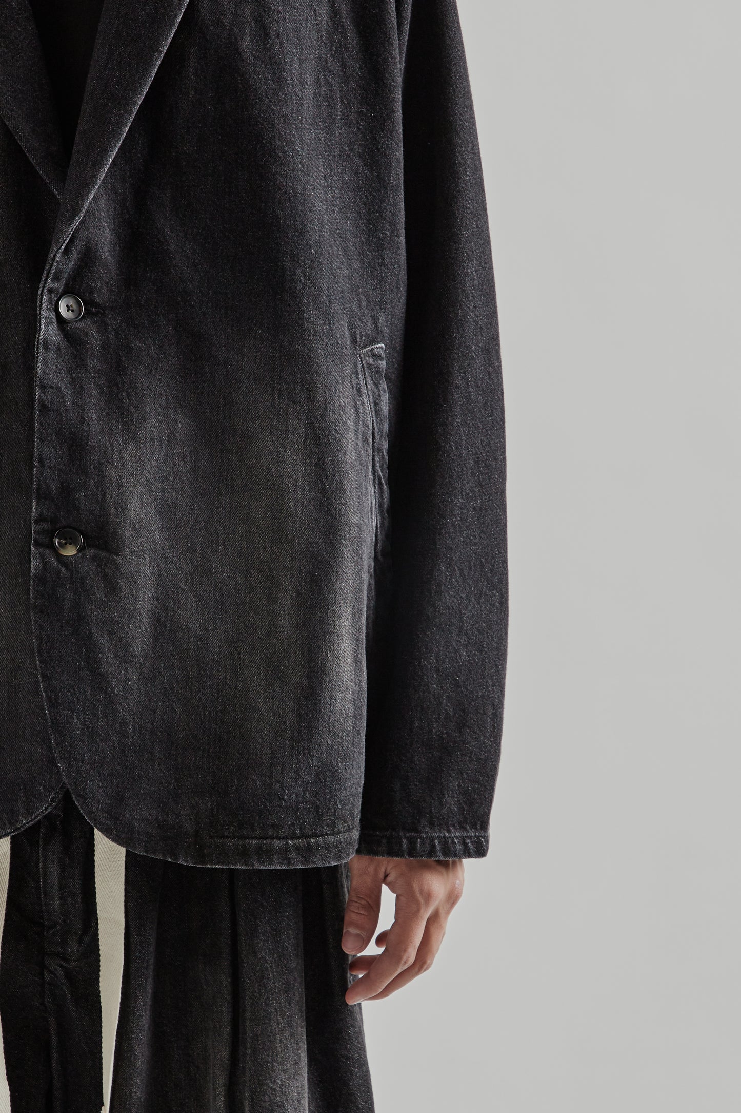 Sillage FW25 Veste Two Button Black Denim Damaged14