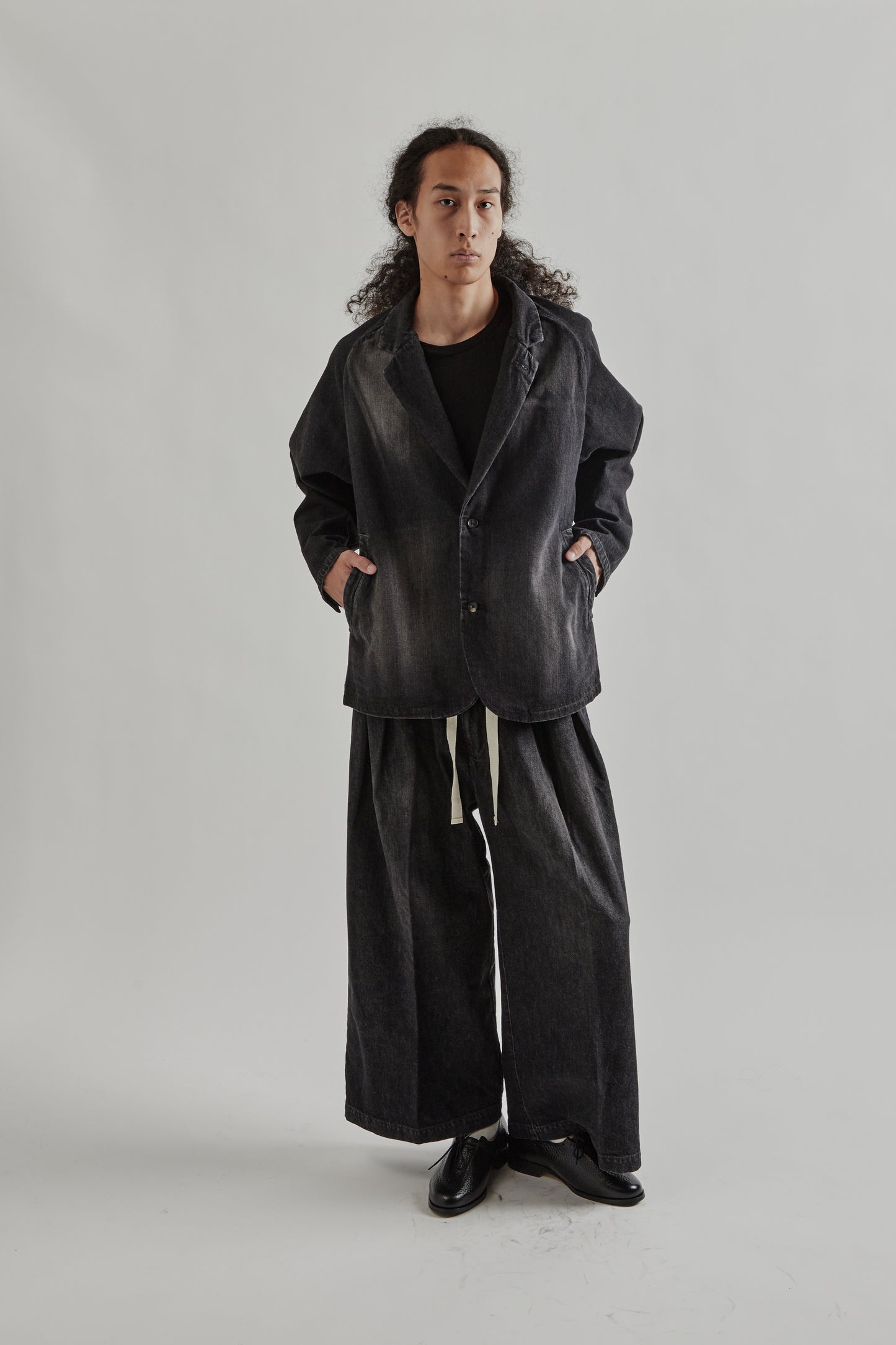 Sillage FW25 Veste Two Button Black Denim Damaged17