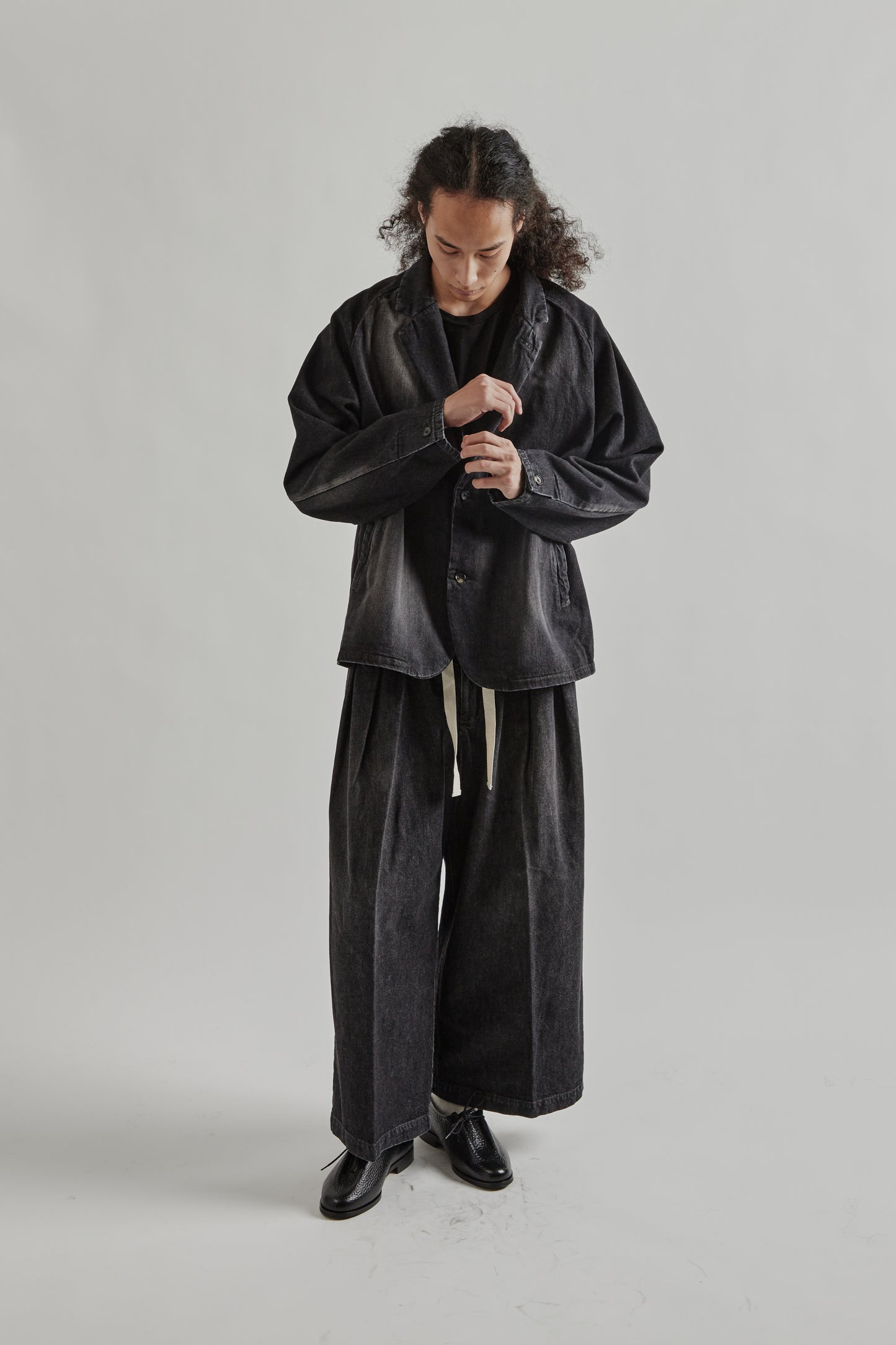 Sillage FW25 Veste Two Button Black Denim Damaged22