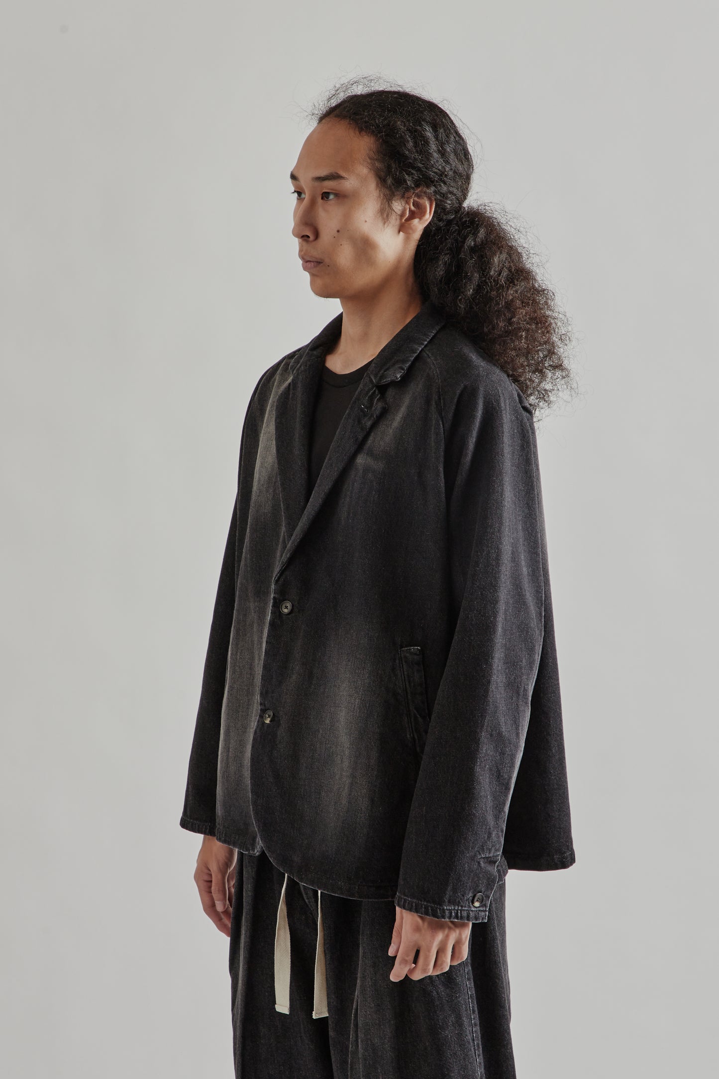 Sillage FW25 Veste Two Button Black Denim Damaged4