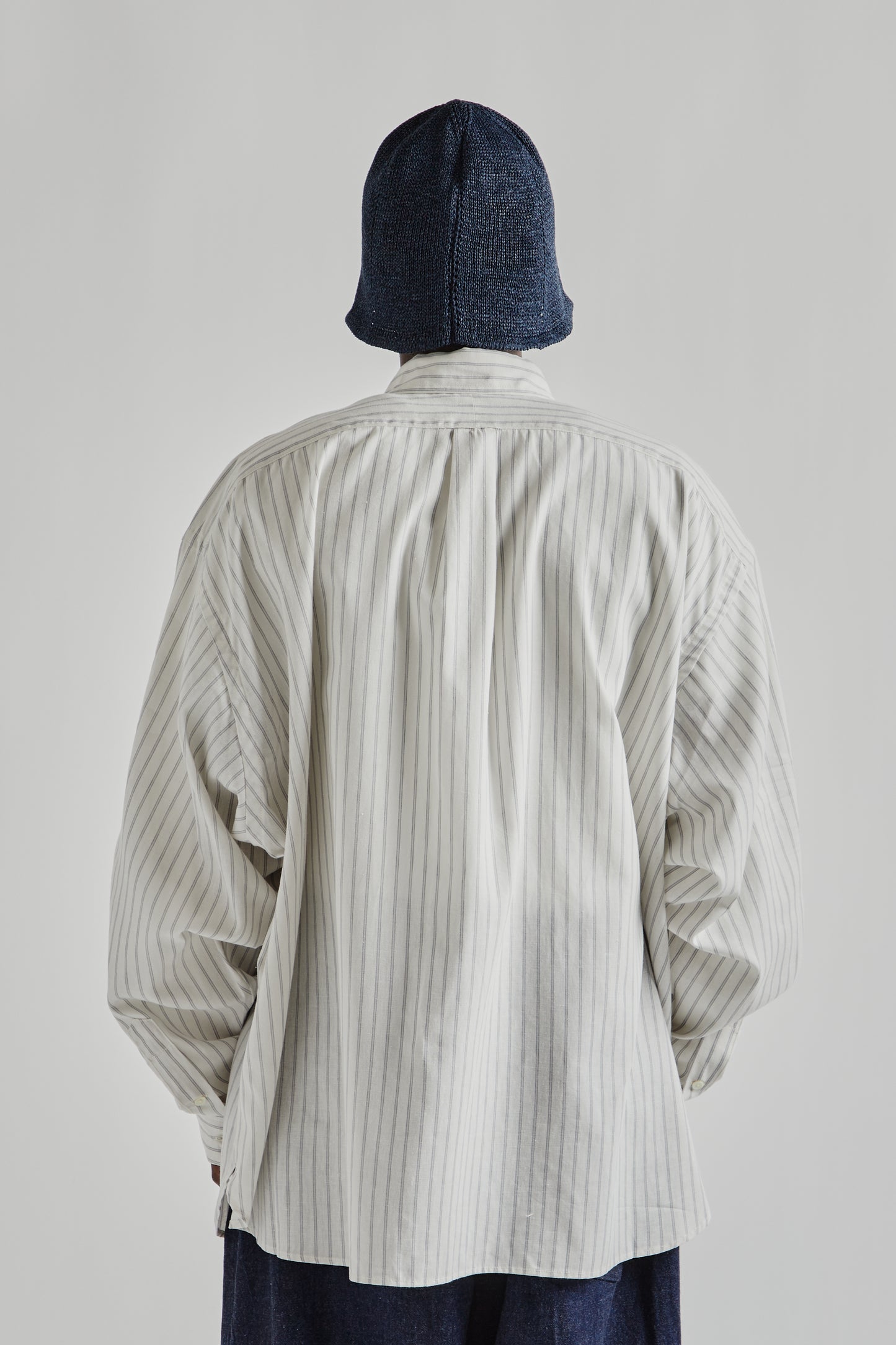 Wide Shirt Dead Stock - White Grey Stripe