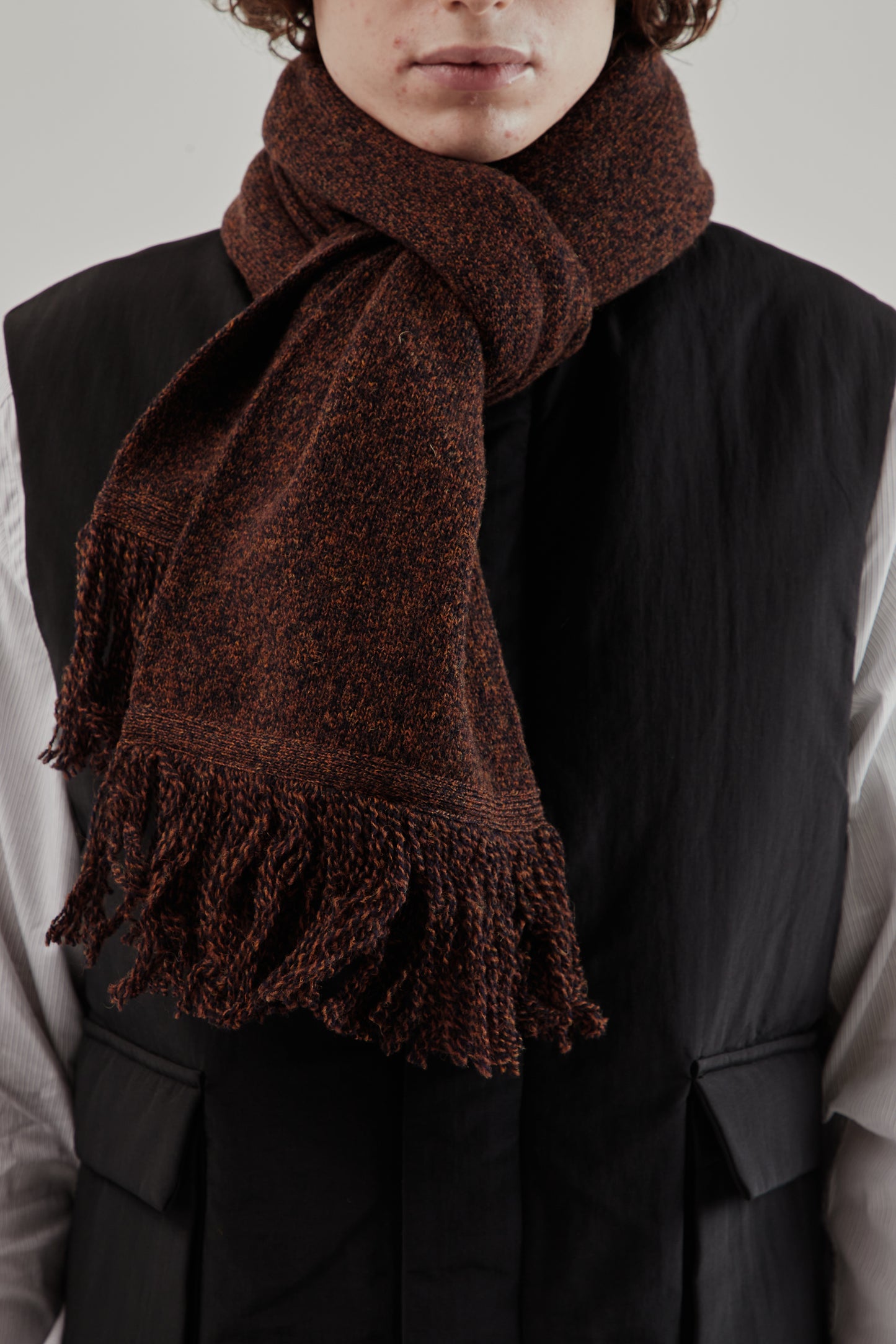 Still By Hand FW25 7G Fringe Muffler Melange Brown 2