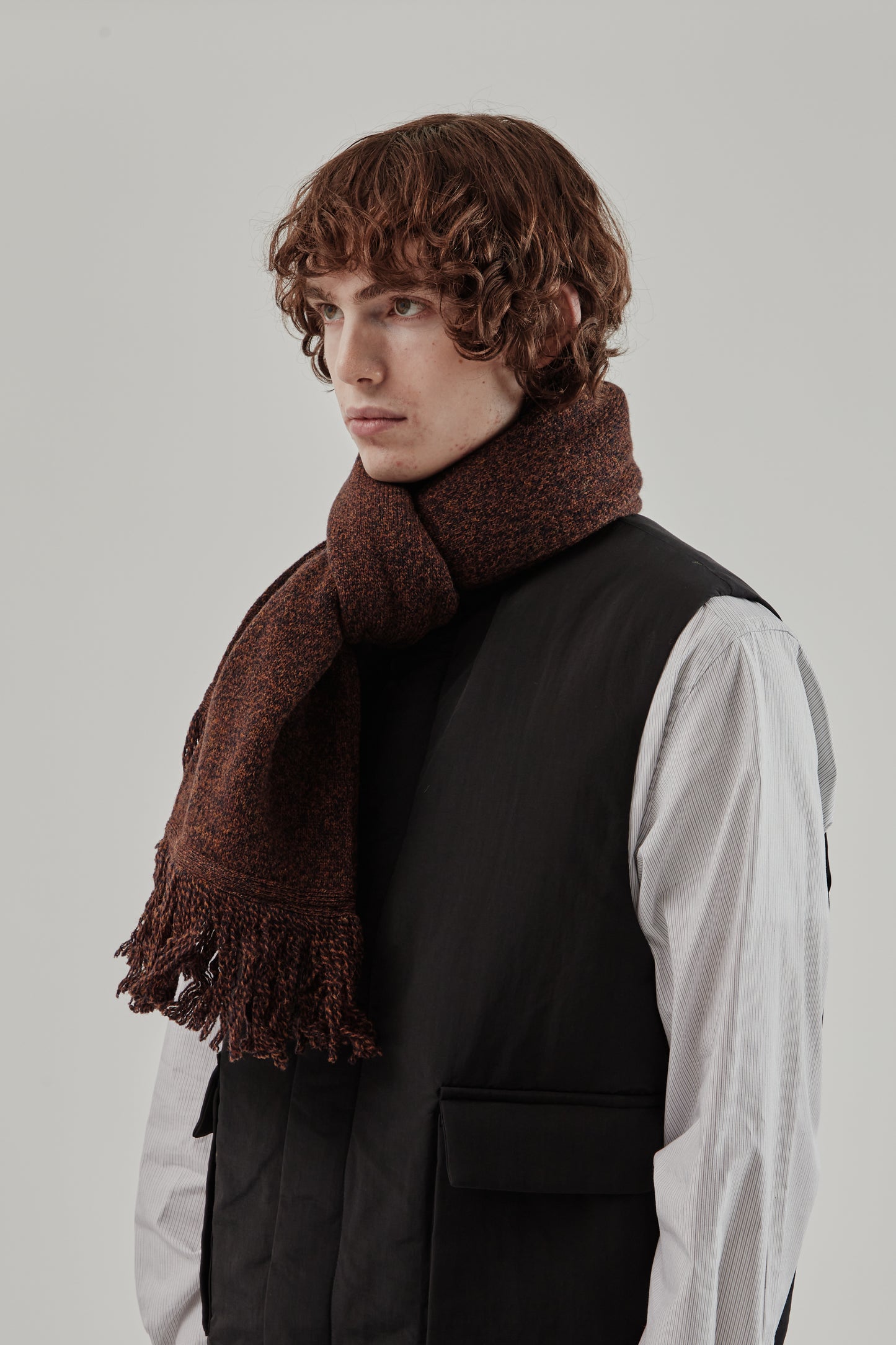 Still By Hand FW25 7G Fringe Muffler Melange Brown 3
