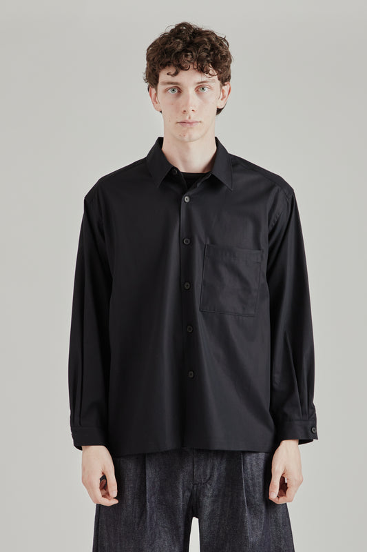 Still By Hand FW26 Cotton twill shirt jacket Ink Black3421