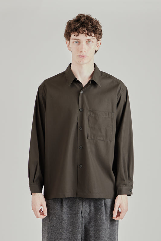 Still By Hand FW26 Cotton twill shirt jacket Khaki Brown2938