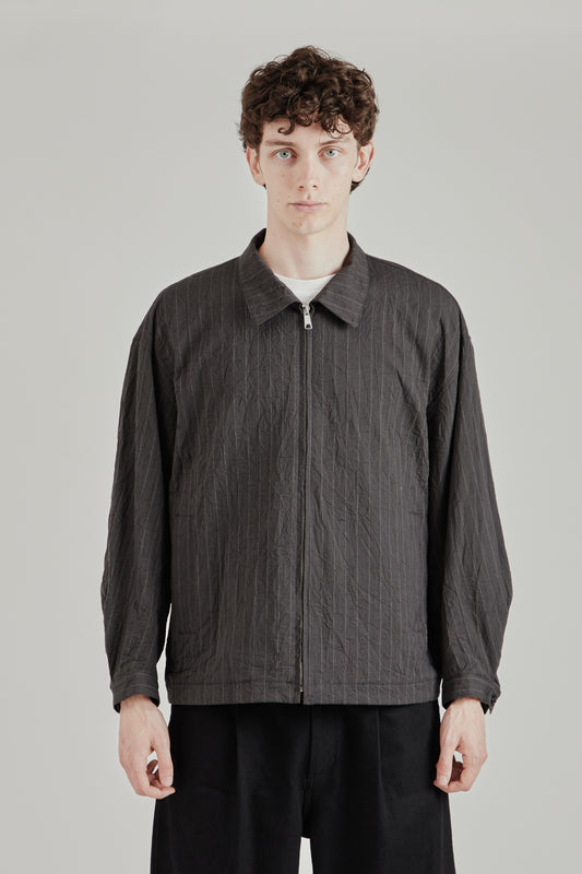 Still By Hand FW26 Creasy zip up blouson Charcoal3304