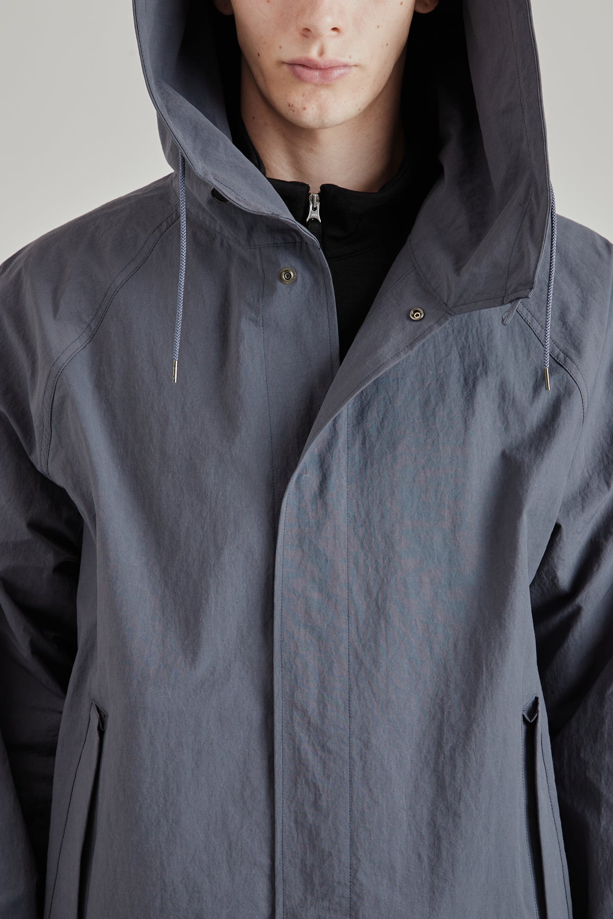 Still By Hand FW26 Crispy hooded blouson Blue Grey3129