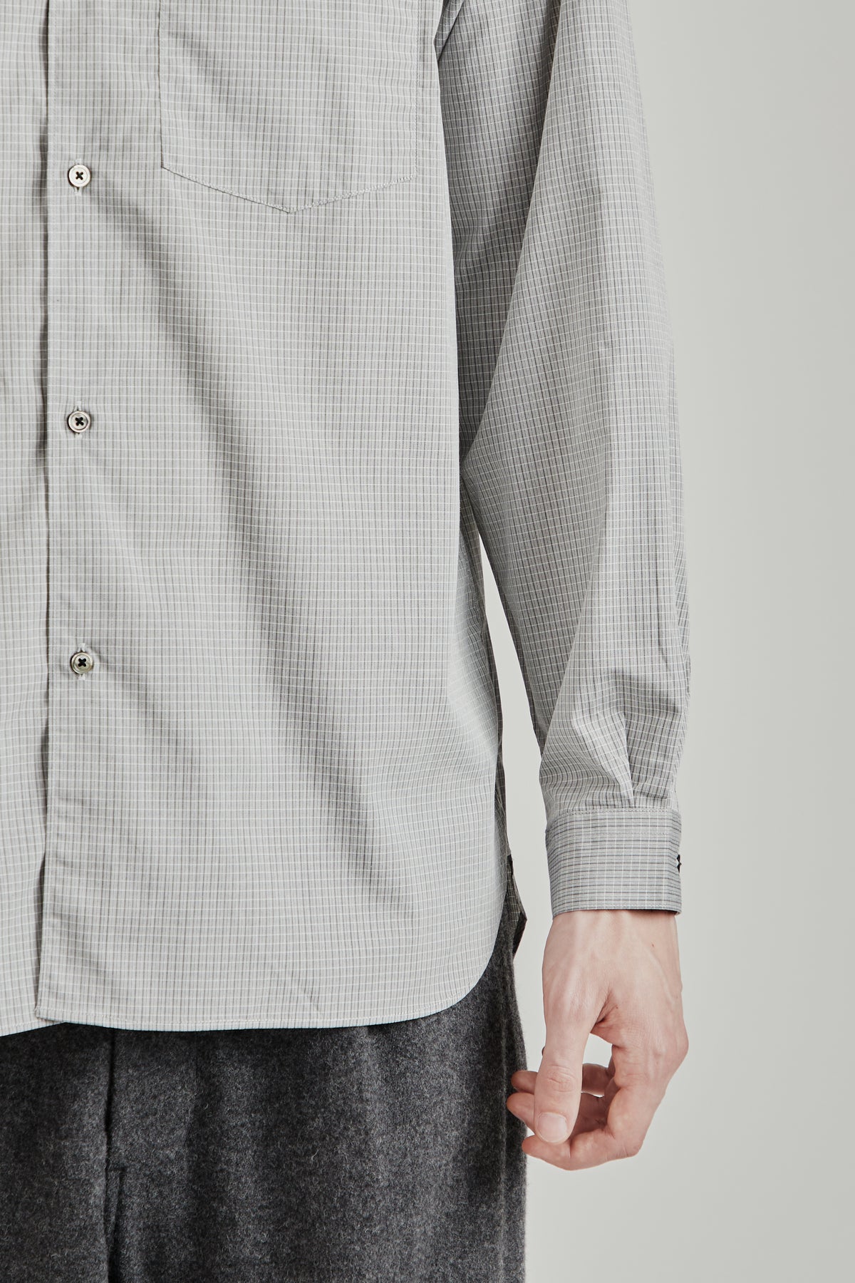 Still By Hand FW26 Regular collar shirt Grey Check2902