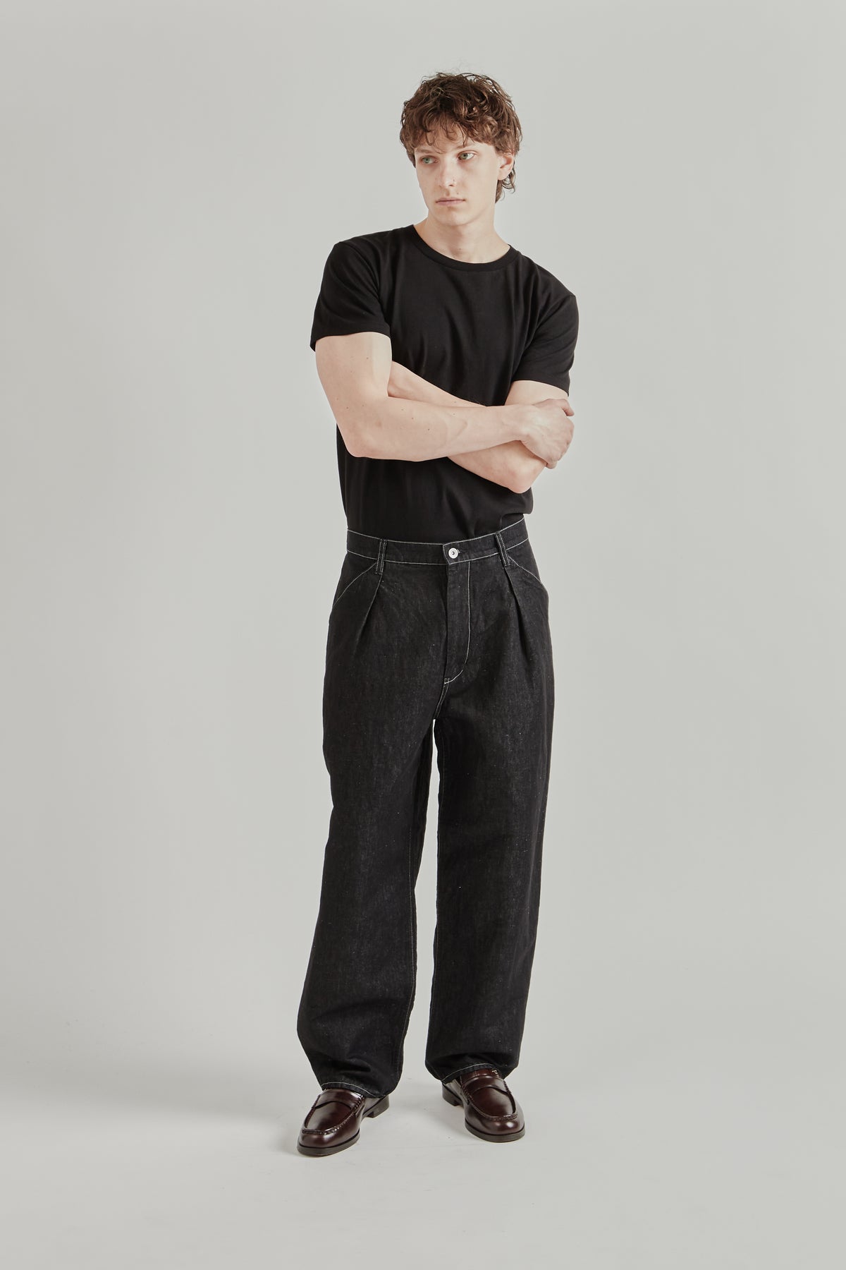 Still by Hand SS26 Hemp Mixed Denim Pants Black2731