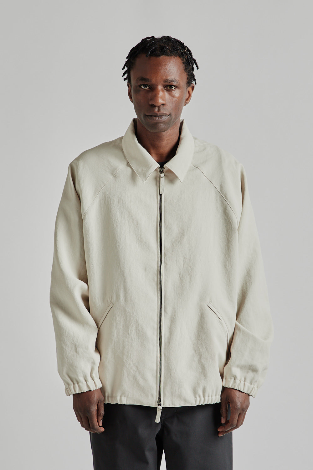 Still By Hand Zip Up Polyester Blouson - Ecru | Wallace Mercantile