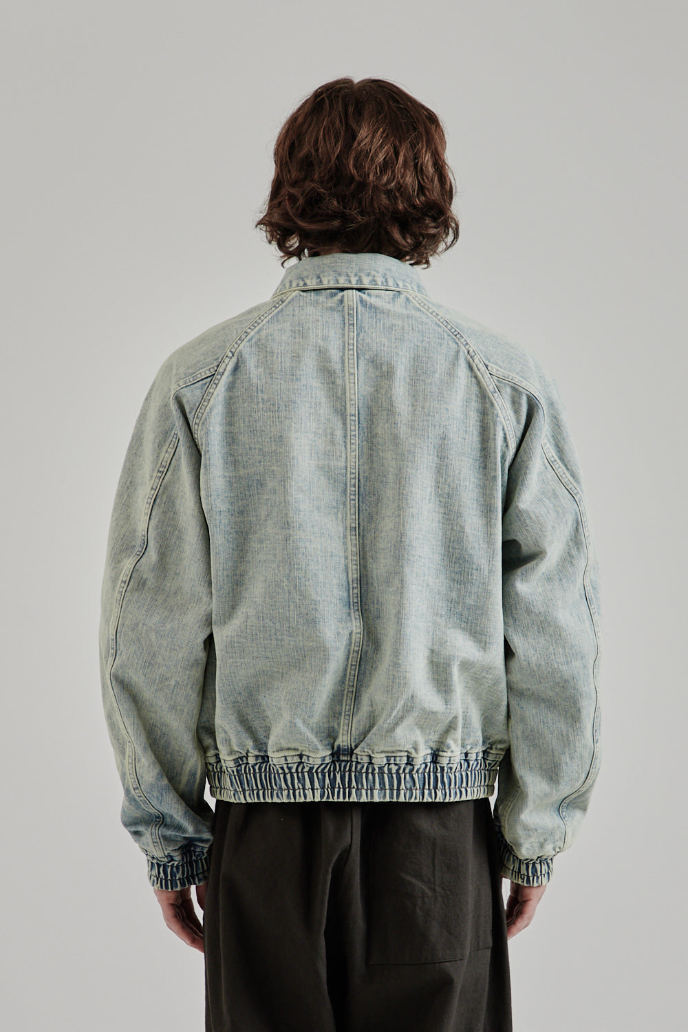Sugarhill SS25 Piping Denim Bomber Jacket Gray White 30