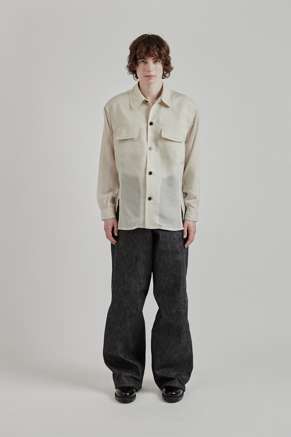 Sugarhill SS25 Sheer Flap Pocket Shirt White Stripe 1