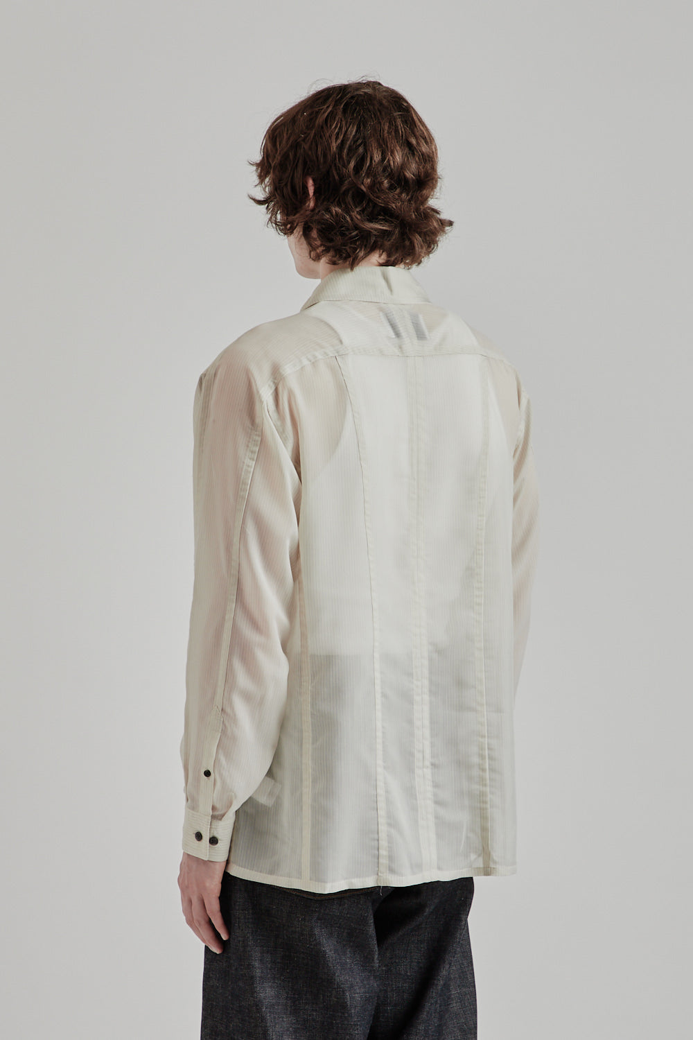 Sugarhill SS25 Sheer Flap Pocket Shirt White Stripe 4