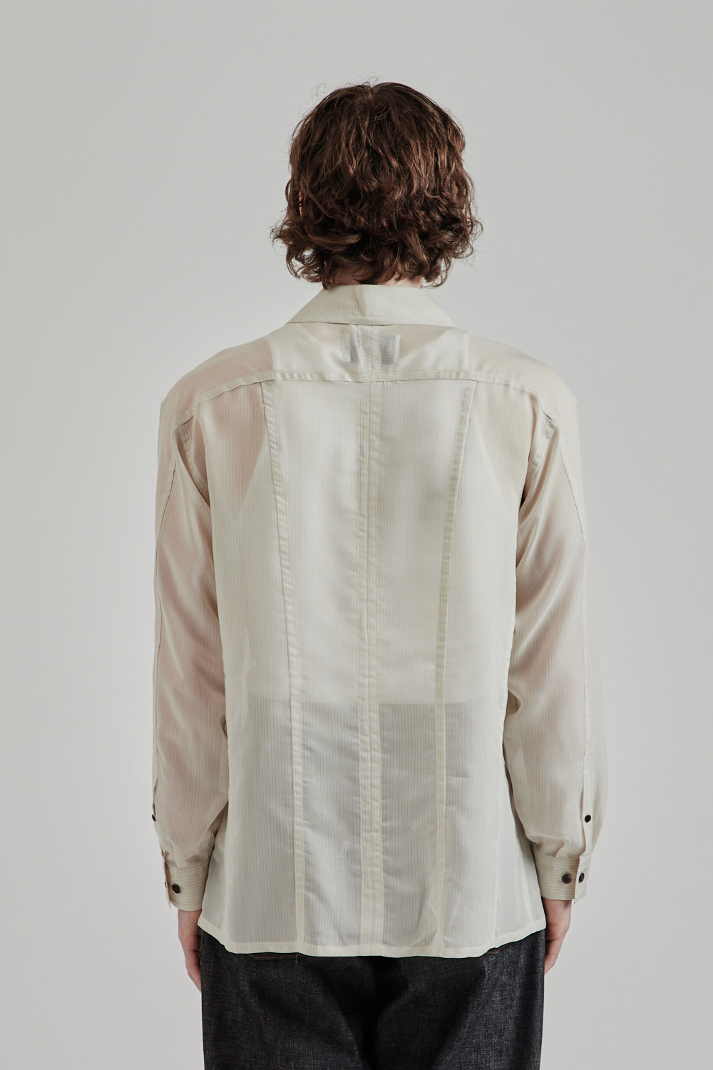 Sugarhill SS25 Sheer Flap Pocket Shirt White Stripe 5