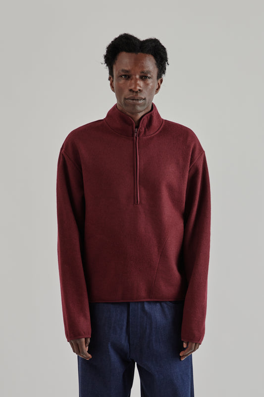 Sunflower FW25 Wool Half Zip Burgundy3