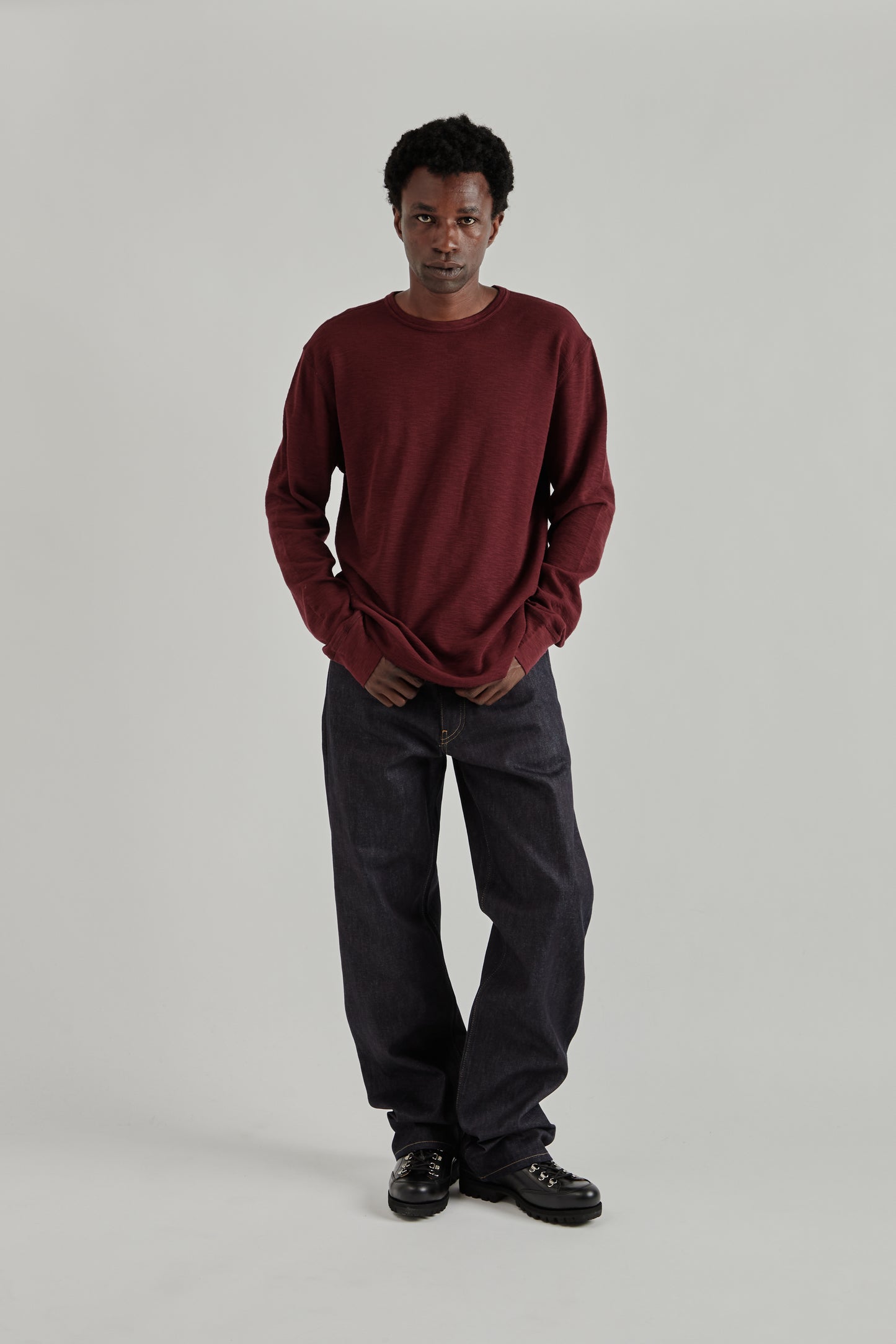 Longsleeve Waffle Tee - Burgundy