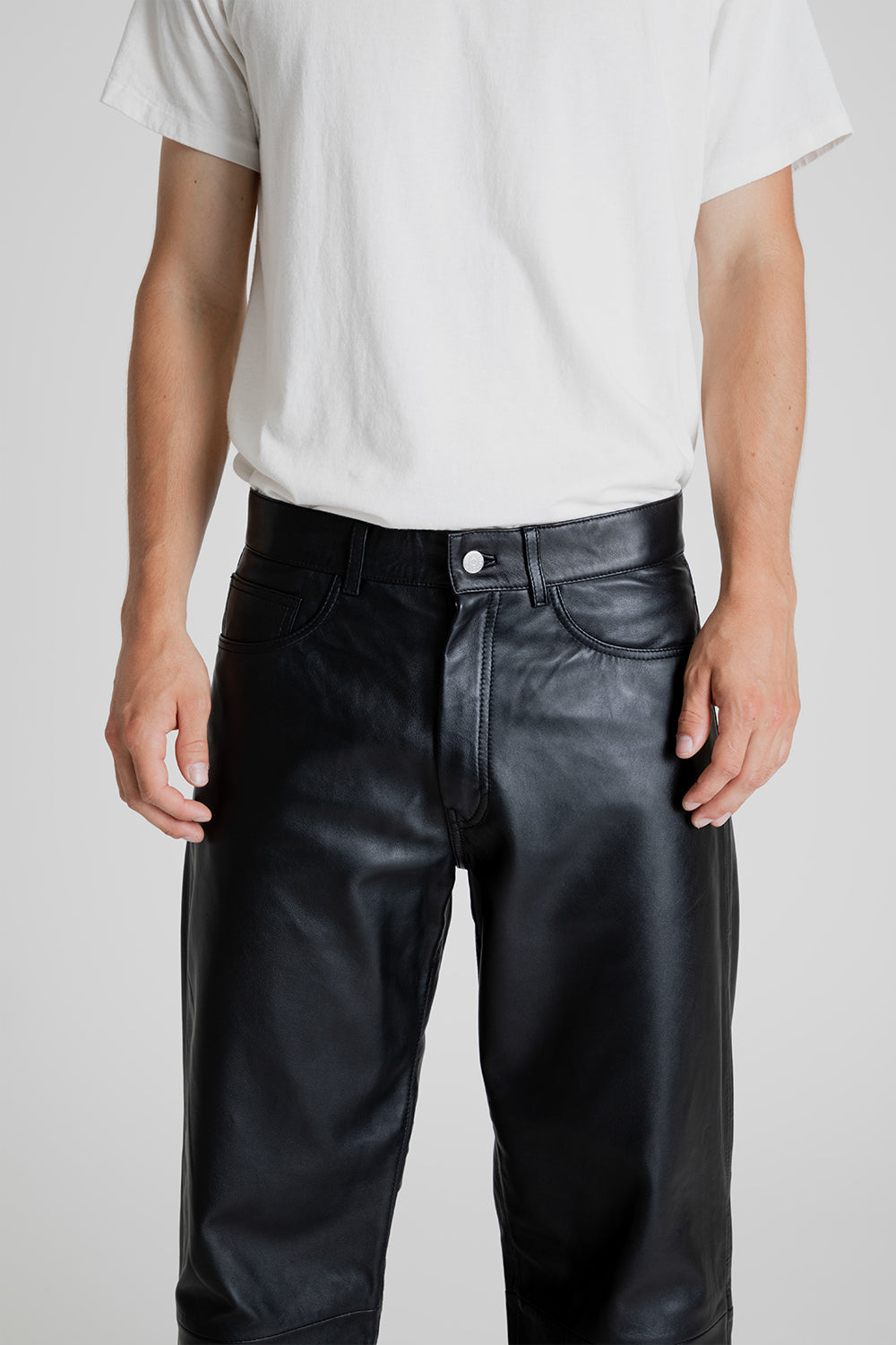 Sunflower Loose Leather Pants in Black