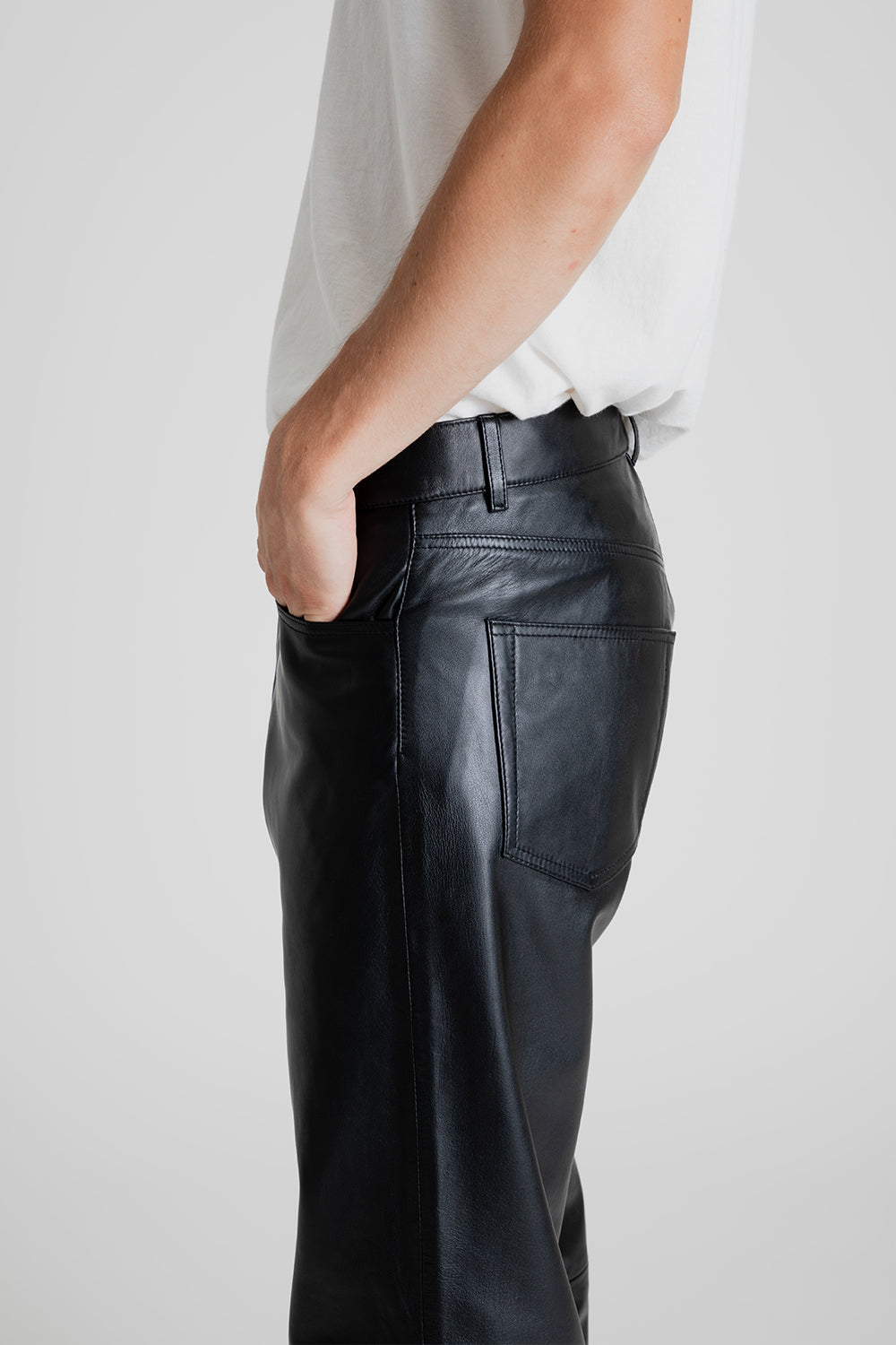 Sunflower Loose Leather Pants in Black