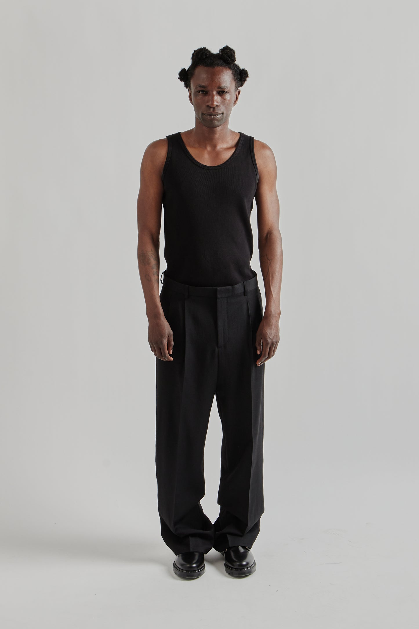 Wide Pleated Trouser - Black