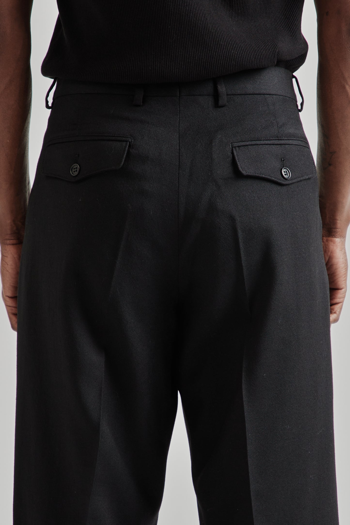 Wide Pleated Trouser - Black