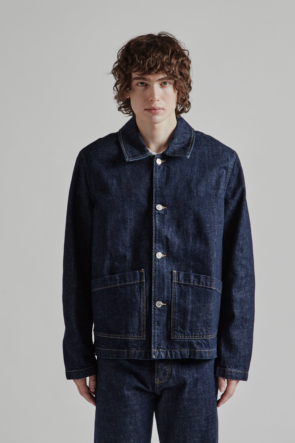 Sunflower デニムジャケット WORKER JACKET Sunflower Men's Denim Worker Jacket in Black Sunflower