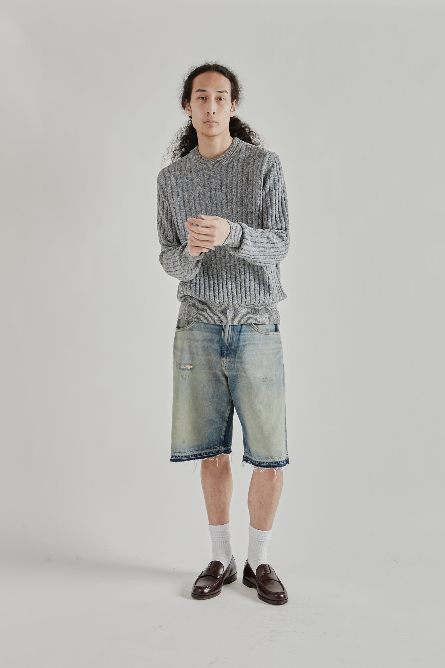 Sunflower SS26 Moon Linen Sweater Blue Mouline1583