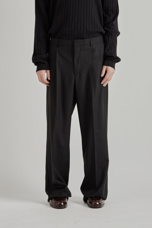 Sunflower SS26 Wide Pleated Trouser Tropical Wool Black2030