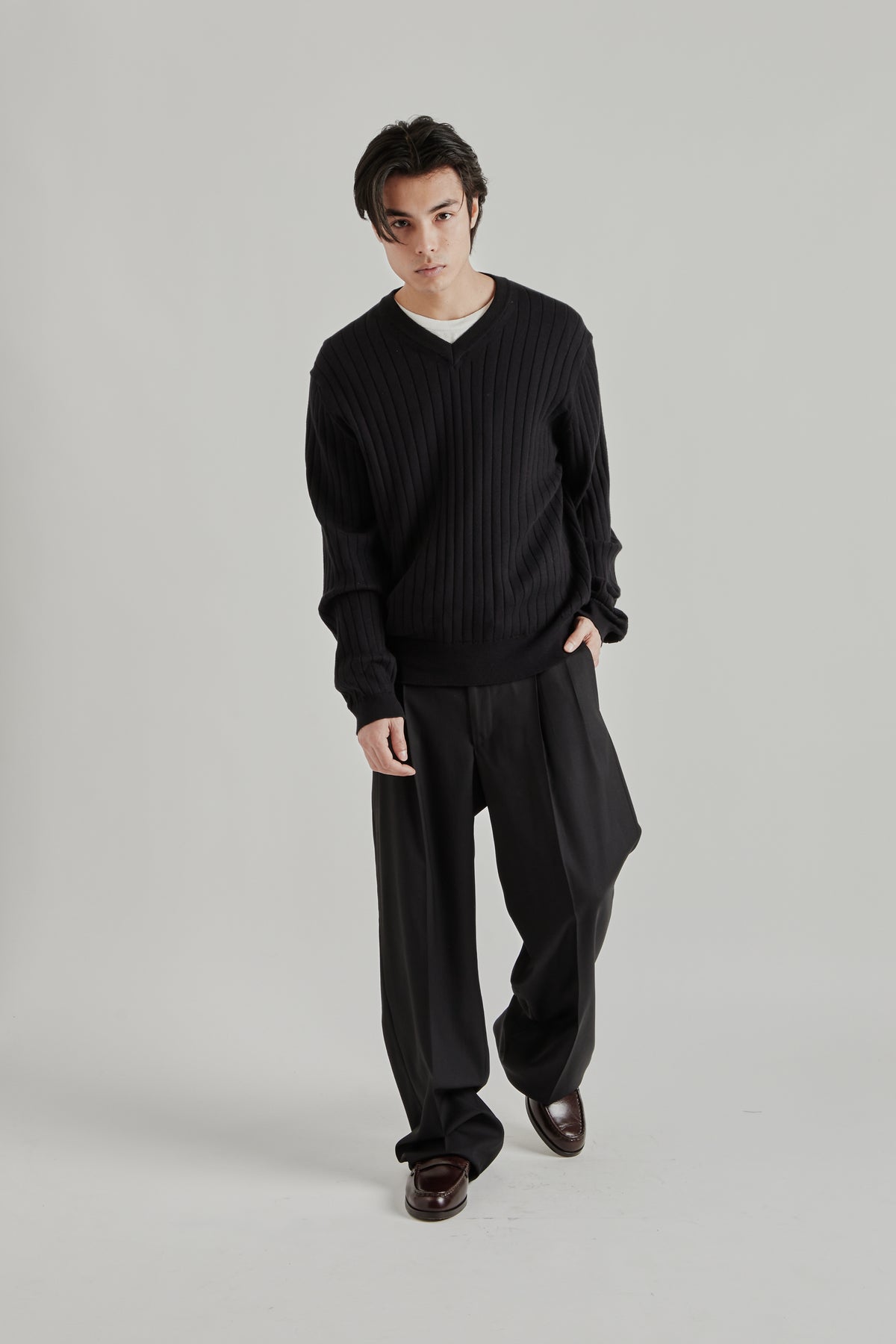 Sunflower SS26 Wide Pleated Trouser Tropical Wool Black2050