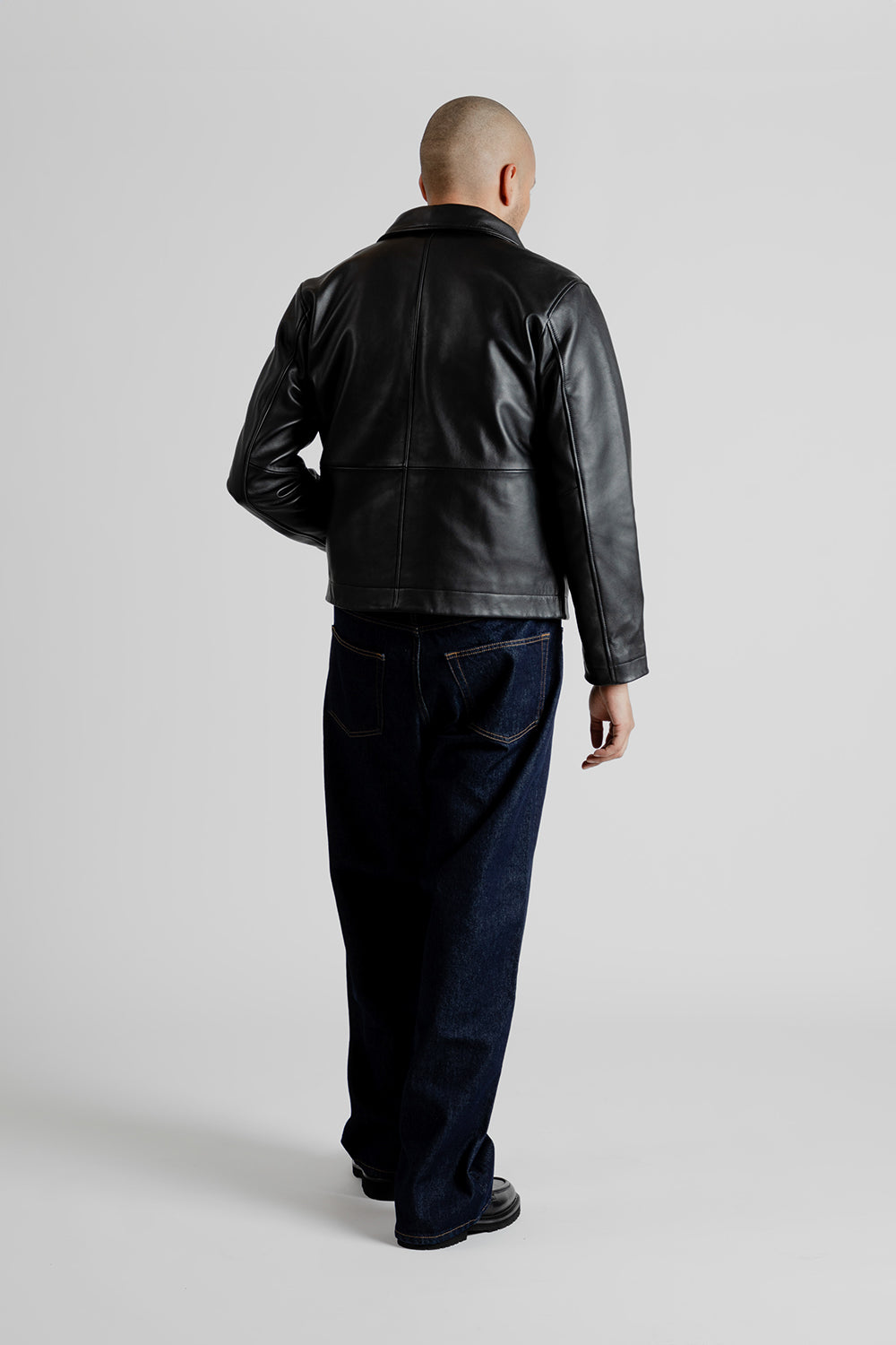 Sunflower Short Leather Jacket in Black