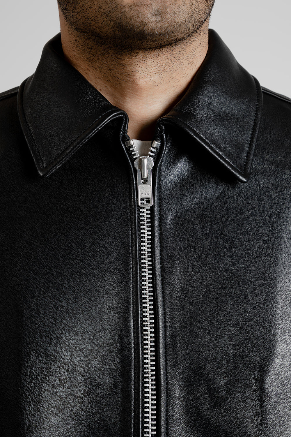 Sunflower Short Leather Jacket in Black