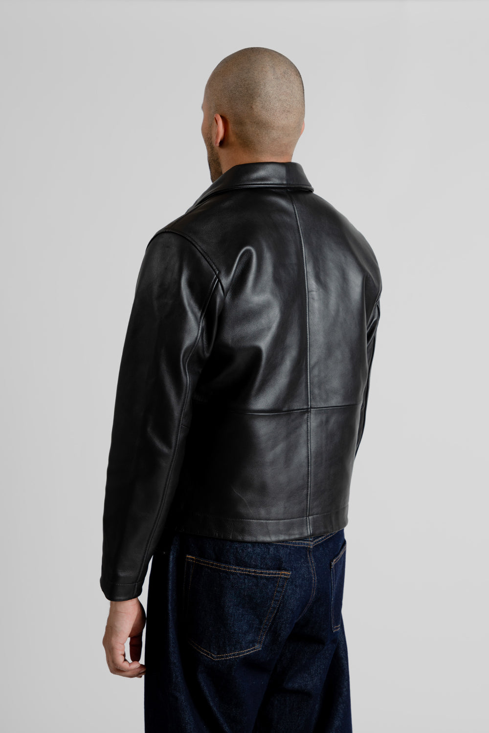 Sunflower Short Leather Jacket in Black