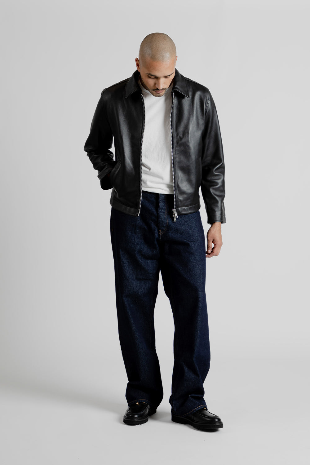 Sunflower Short Leather Jacket in Black