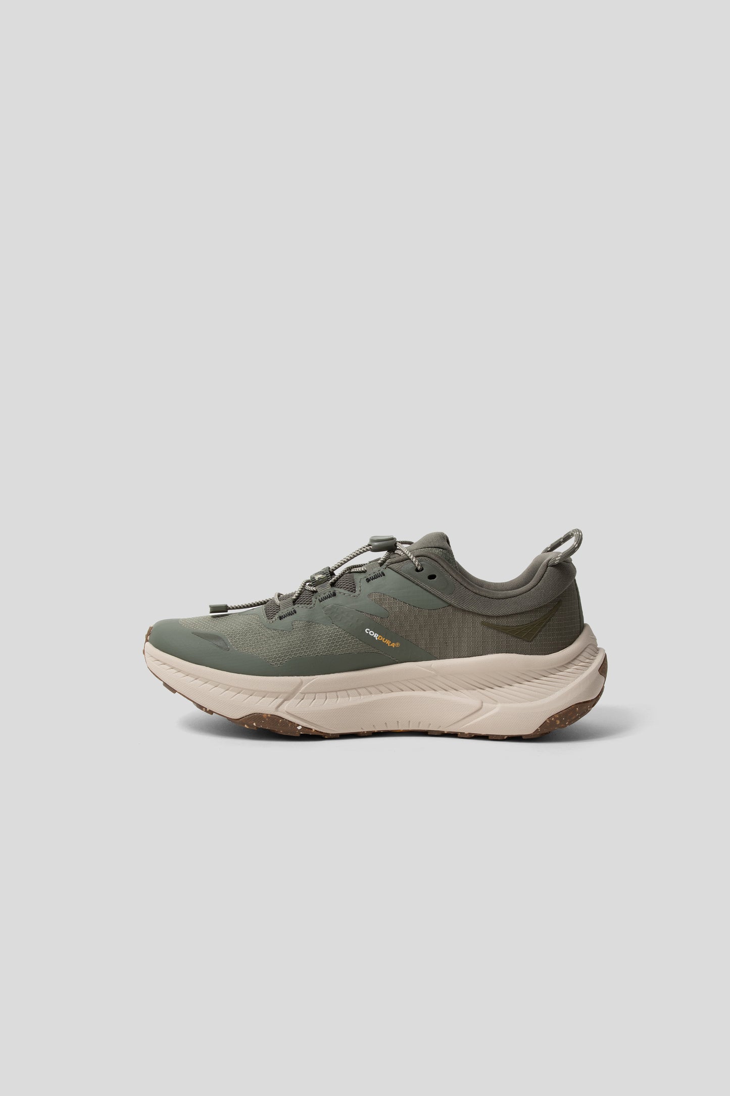 Hoka's Transport GTX sneaker in the Slate/Oat Milk colourway.