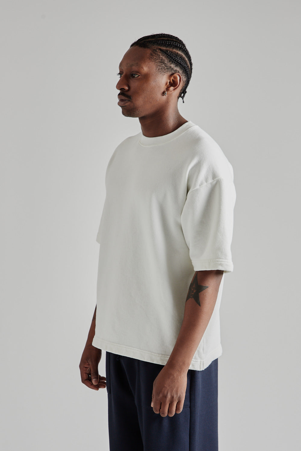 8oz Pigment Dyed Crewneck Big Tee - White