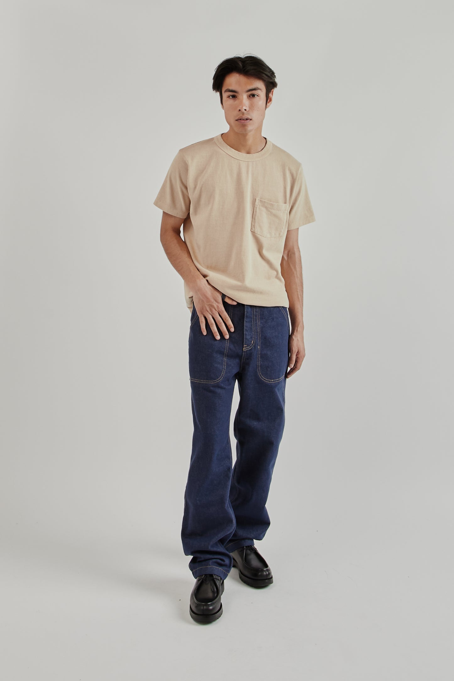 Velva Sheen SS25 Pigment Dyed Pocket Tee Smokey Beige 11