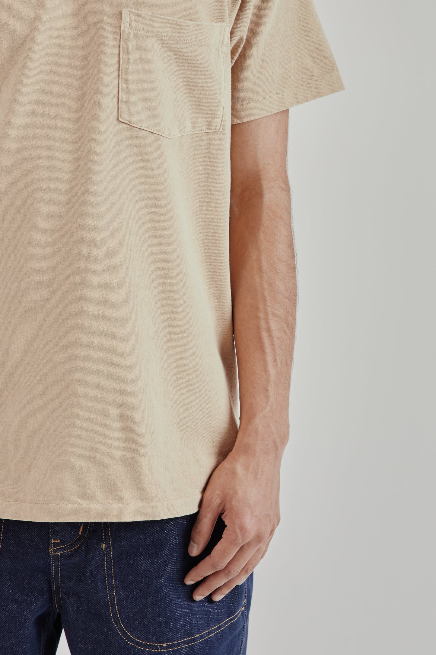 Velva Sheen SS25 Pigment Dyed Pocket Tee Smokey Beige 9