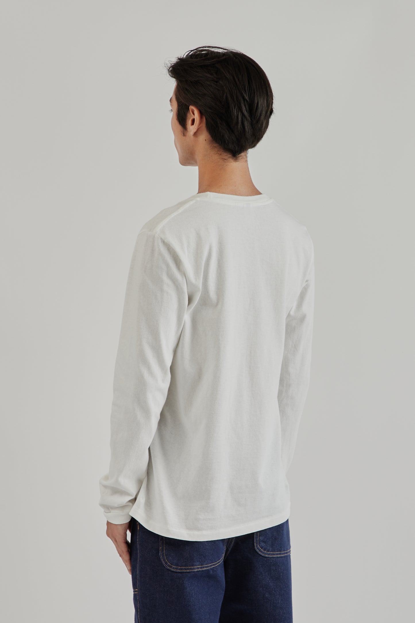 Velva Sheen SS25 Tubular Crewneck Long Sleeve Pocket Tee White 4