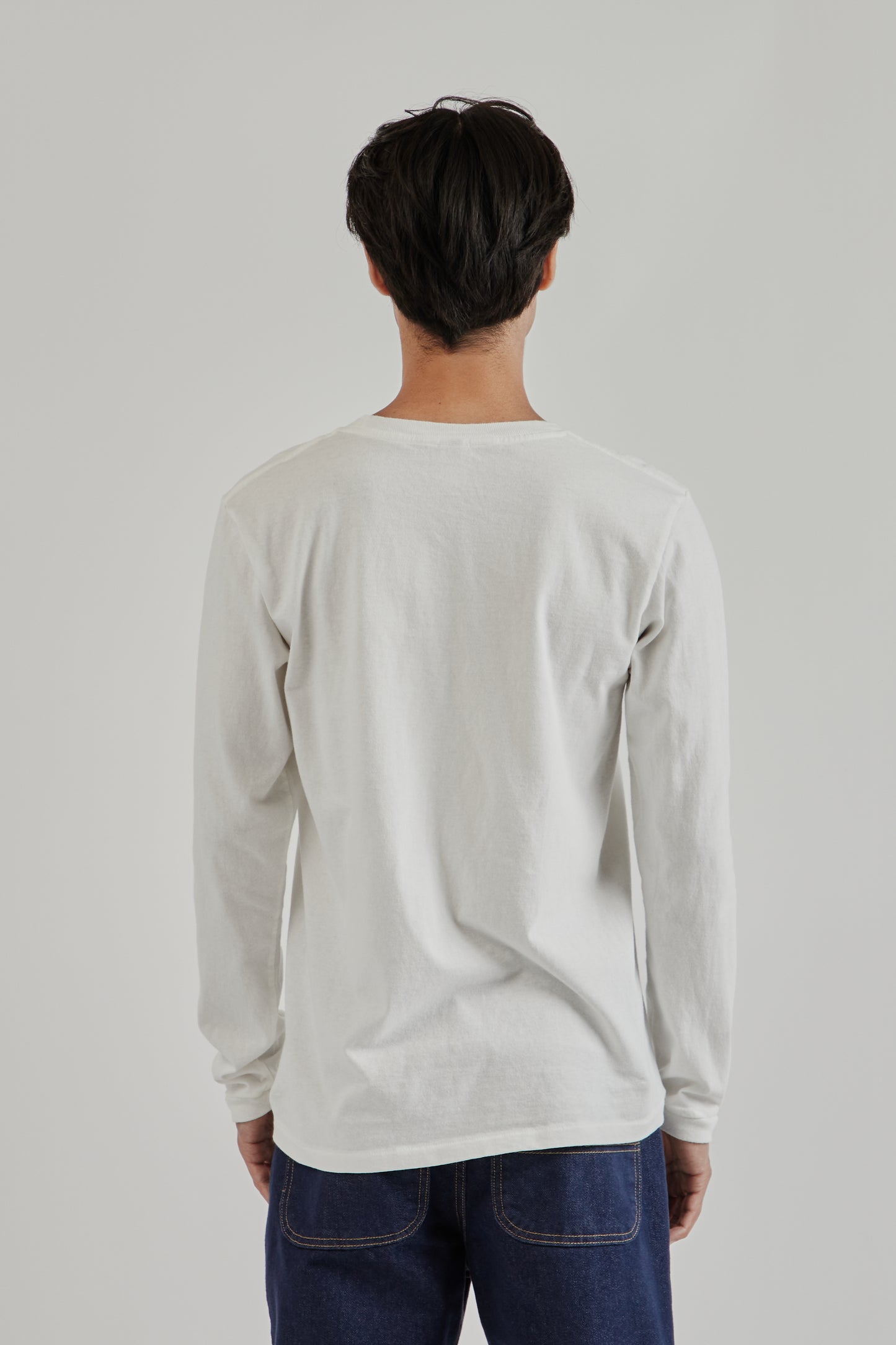 Velva Sheen SS25 Tubular Crewneck Long Sleeve Pocket Tee White 5