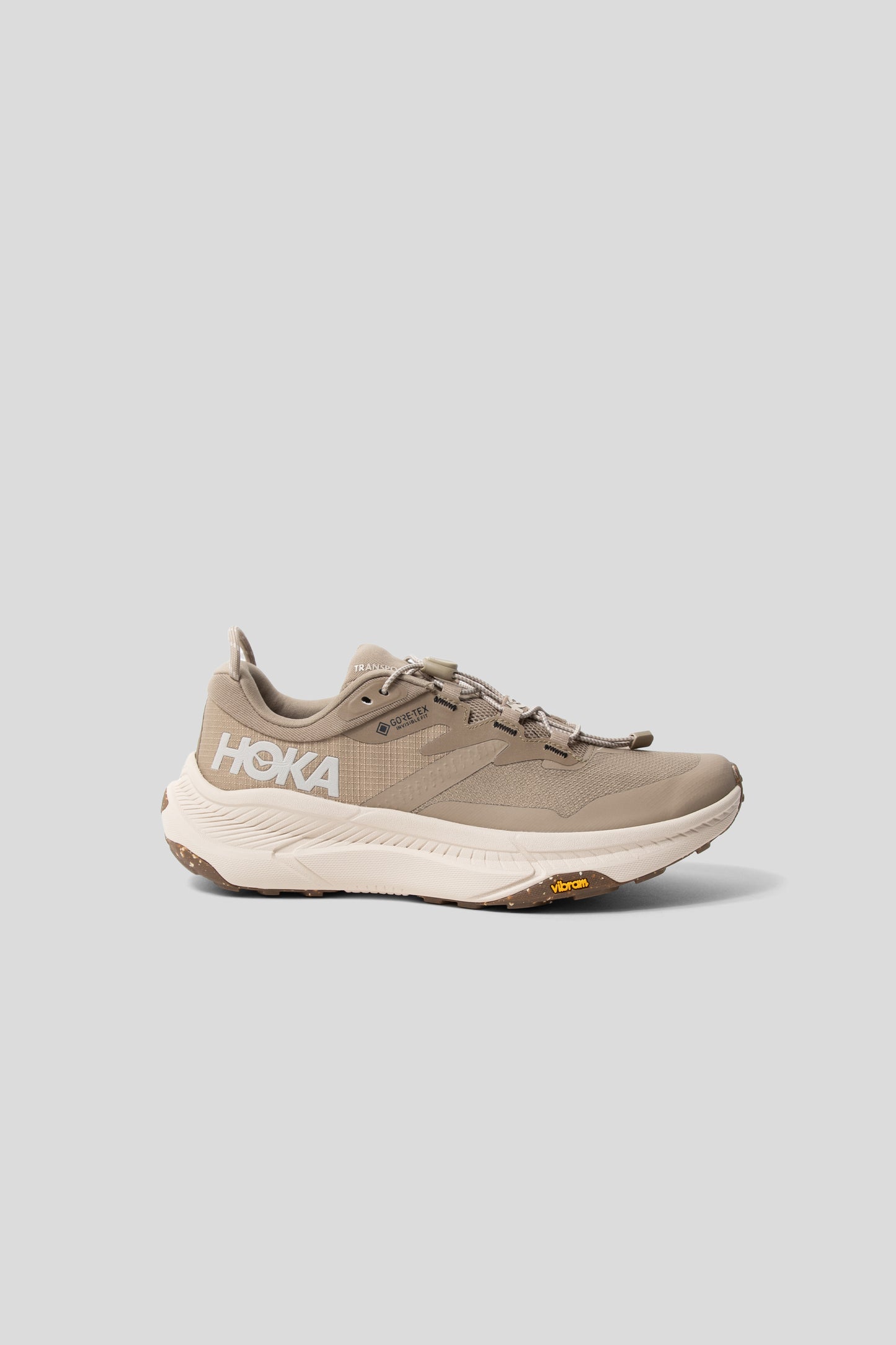 Hoka's Transport GTX sneaker in the Dune/Eggnog colourway.