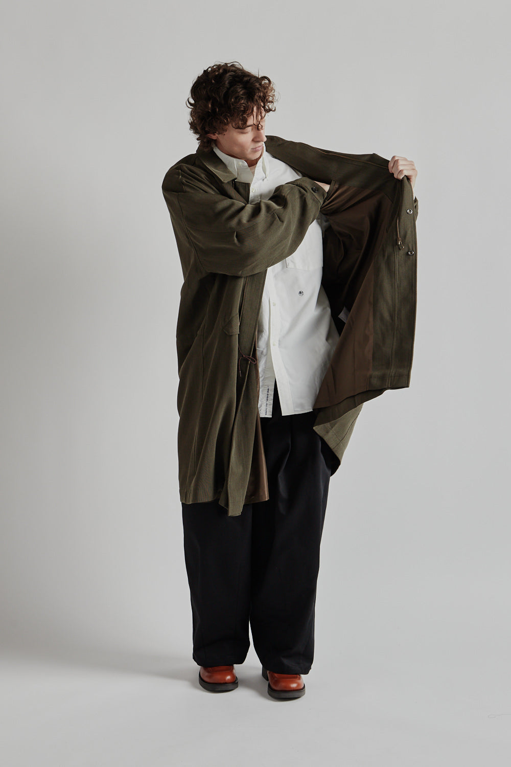 Is-Ness Wool Over Coat - Brown