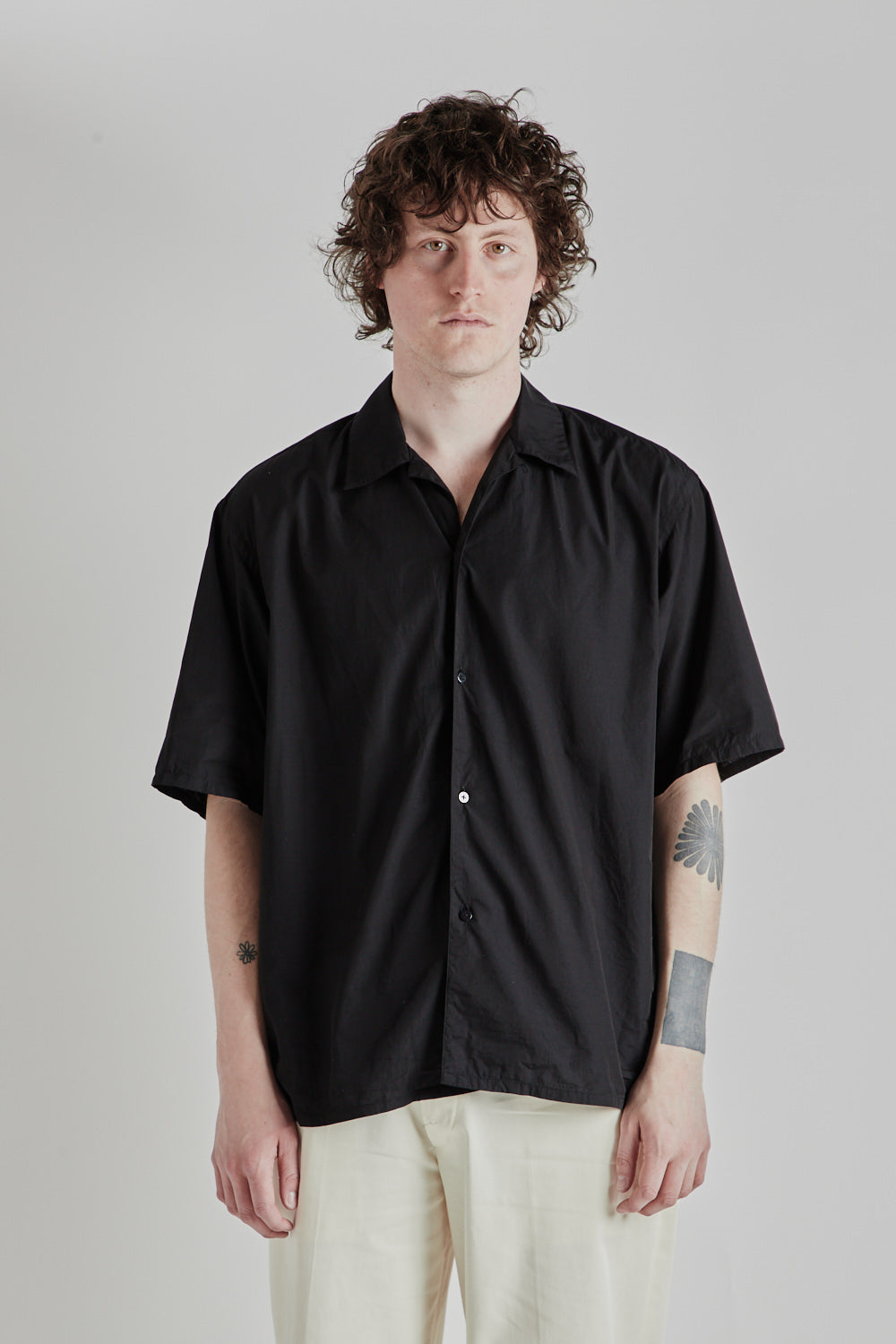 Blurhms Chambray Open Collar Shirt - Black | Wallace Mercantile Shop