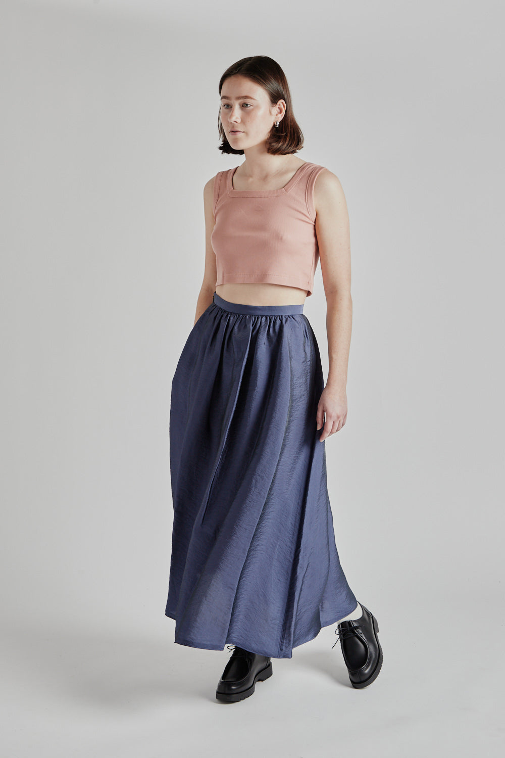 Blurhms Ny/R Gather Skirt in Dark Purple Navy