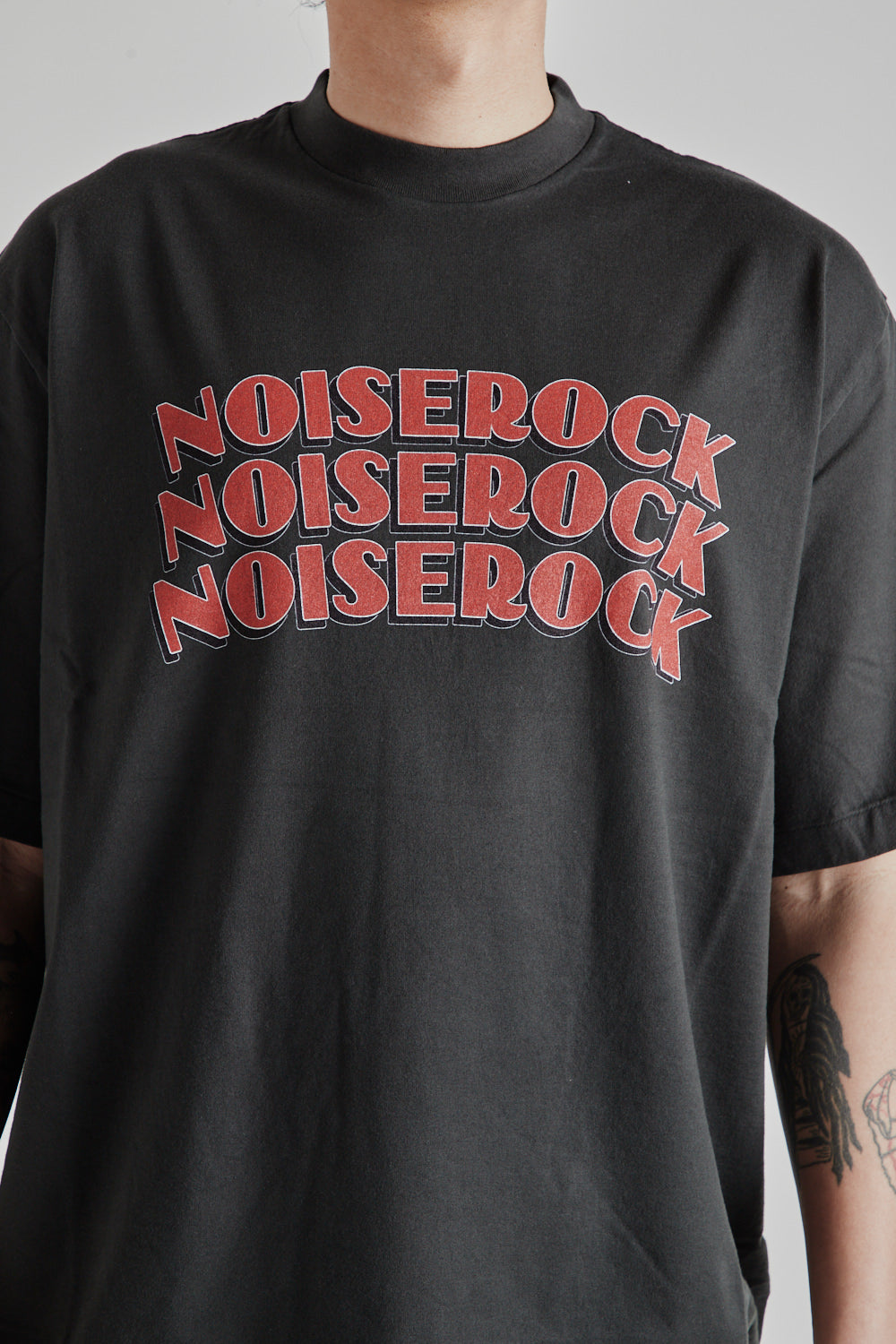 Noise Rock Print Wide Tee - Black