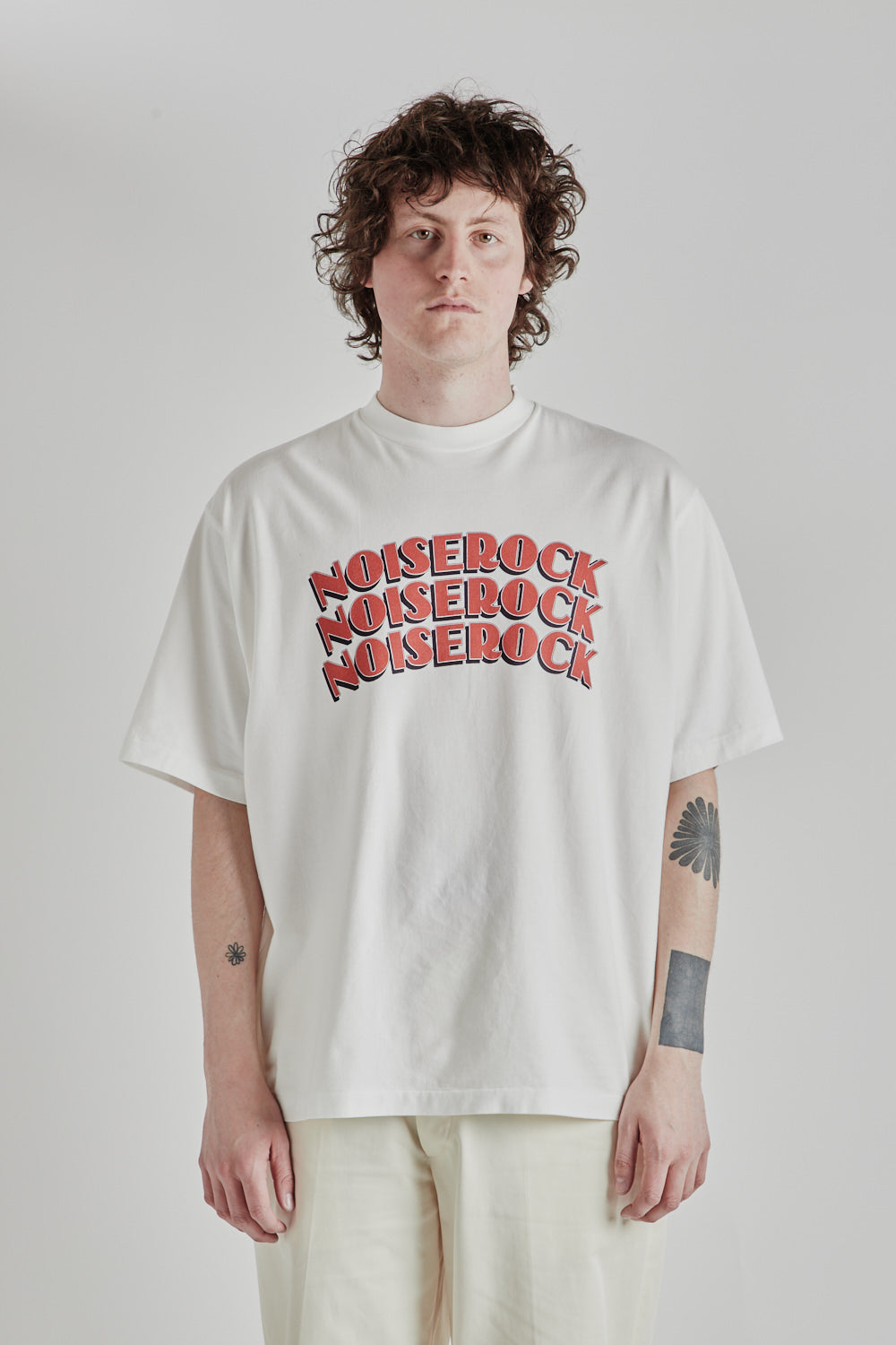 Noise Rock Print Wide Tee - White