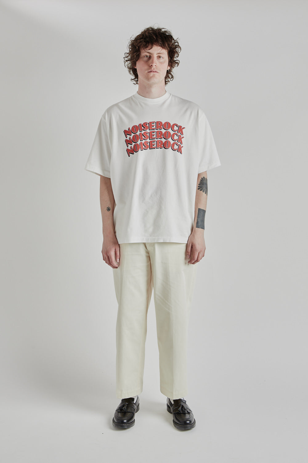 Blurhms Rootstock Noise Rock Print Wide Tee in White